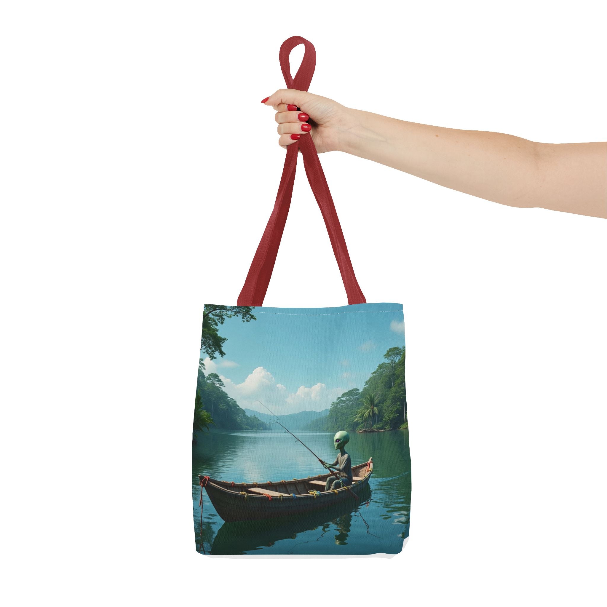 VYBZ Serene Alien Fishing Scenic Tote Bag