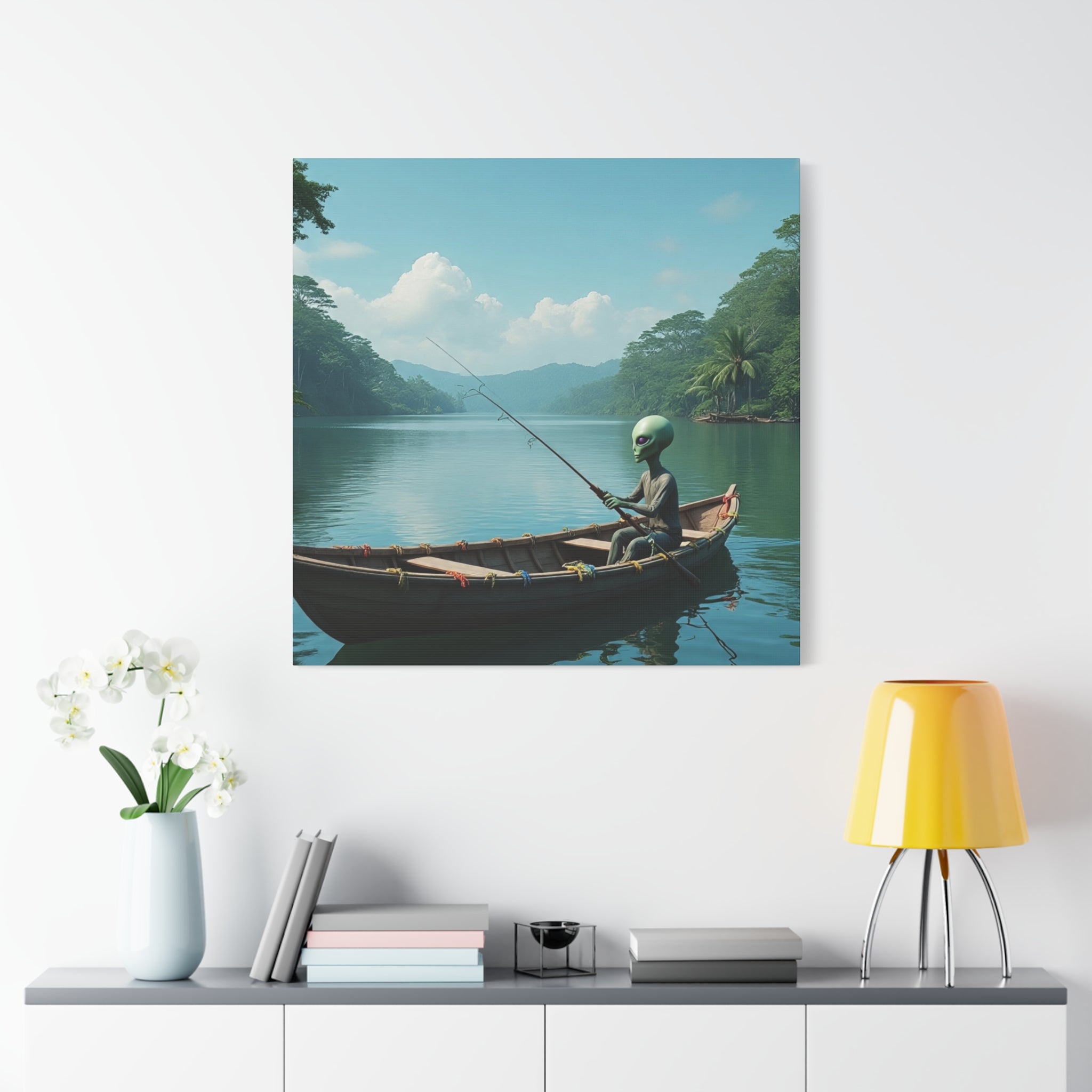 Alien Fishing Canvas Art