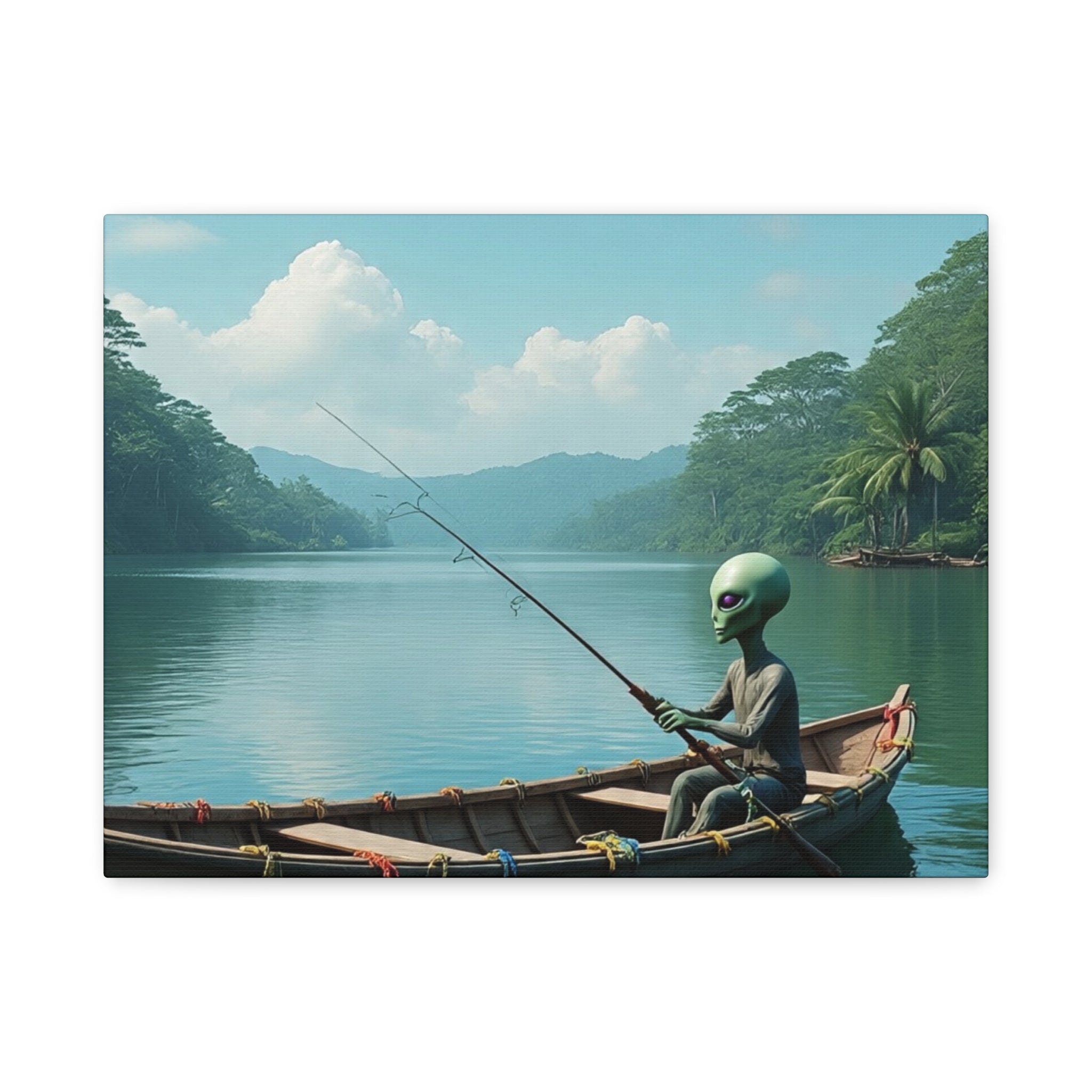 Alien Fishing Canvas Art