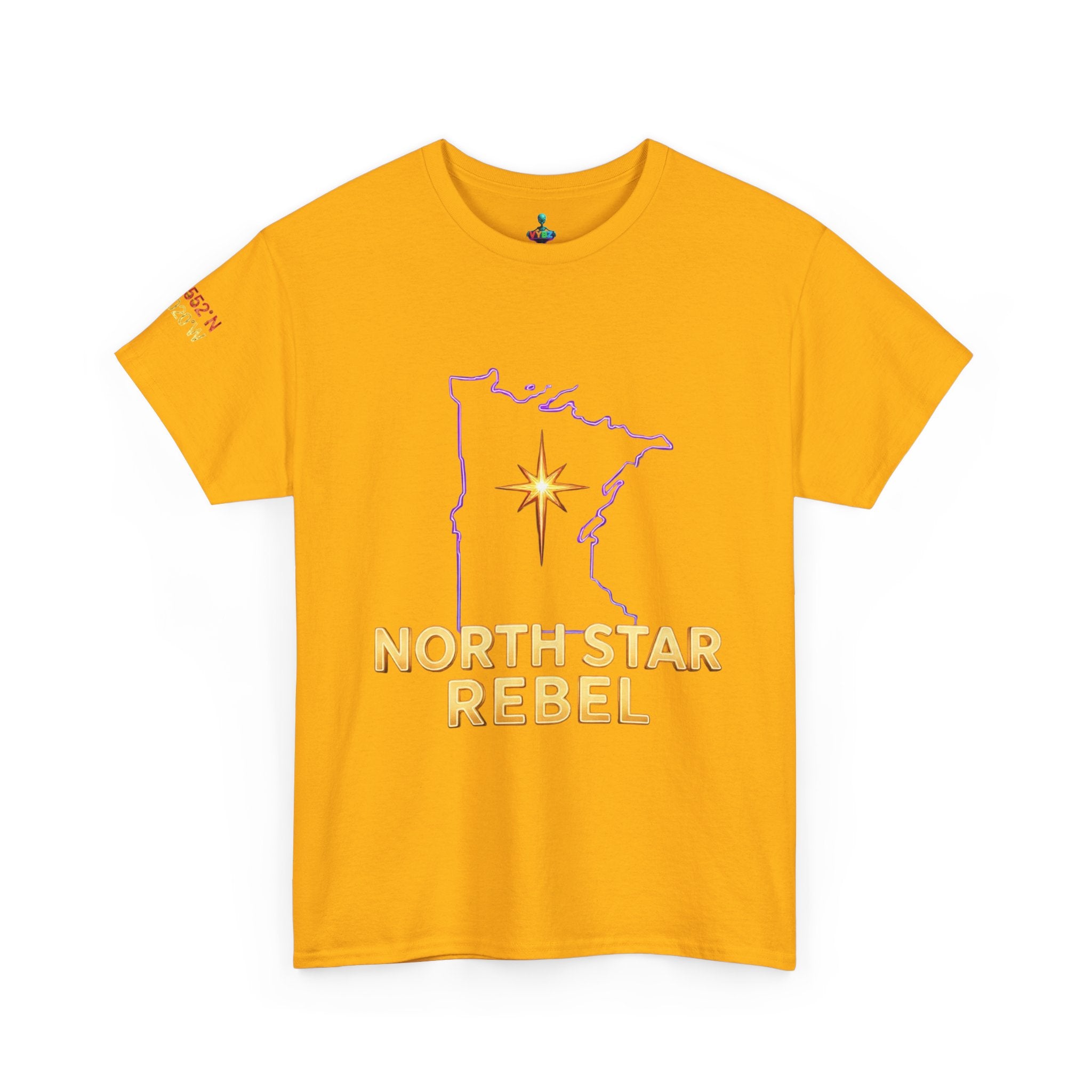 North Star Rebel Tee — Minnesota Map Shirt with "We Hold The Line" Gold Back Print