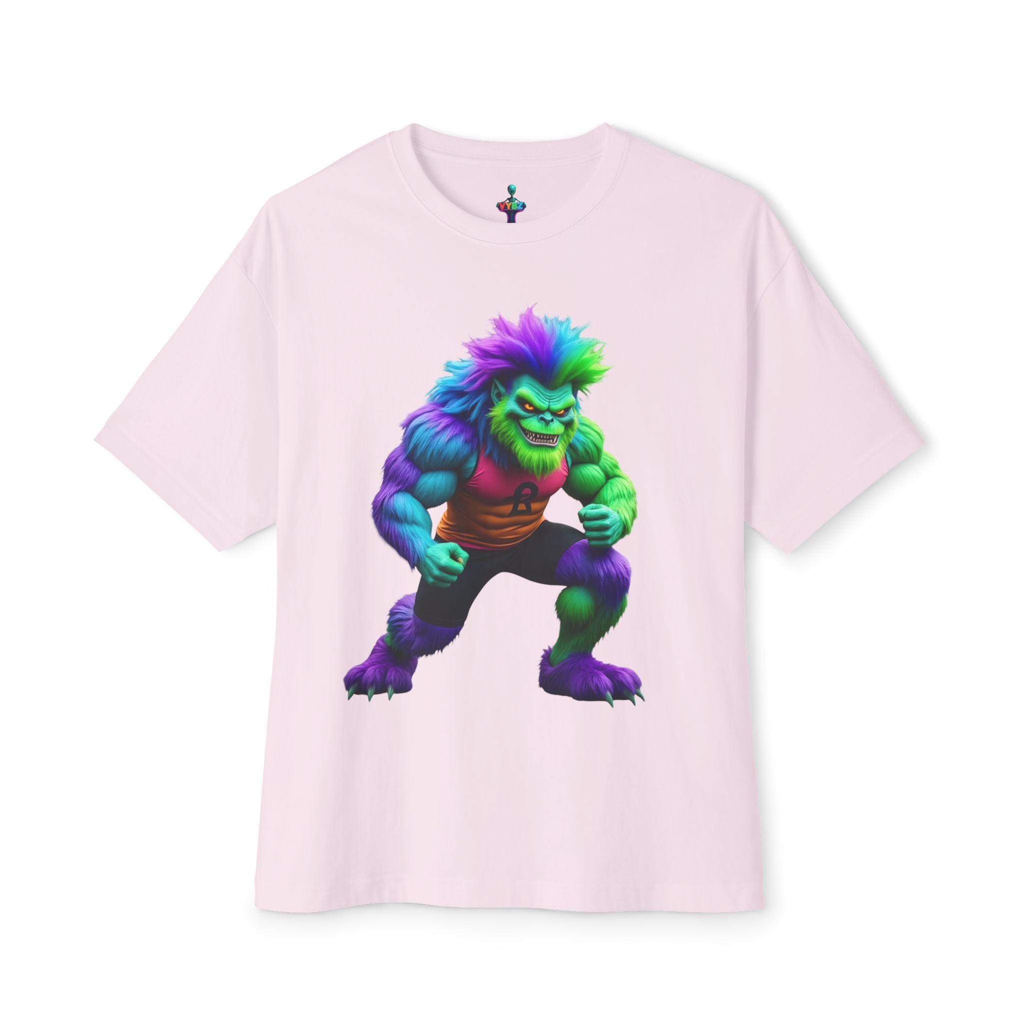 VYBZ Colorful Monster Graphic Tee, Fun Unisex Boxy Shirt, Casualwear for Kids & Adults, Gifts for Birthdays, Festivals, Summer Vibes, Streetwear