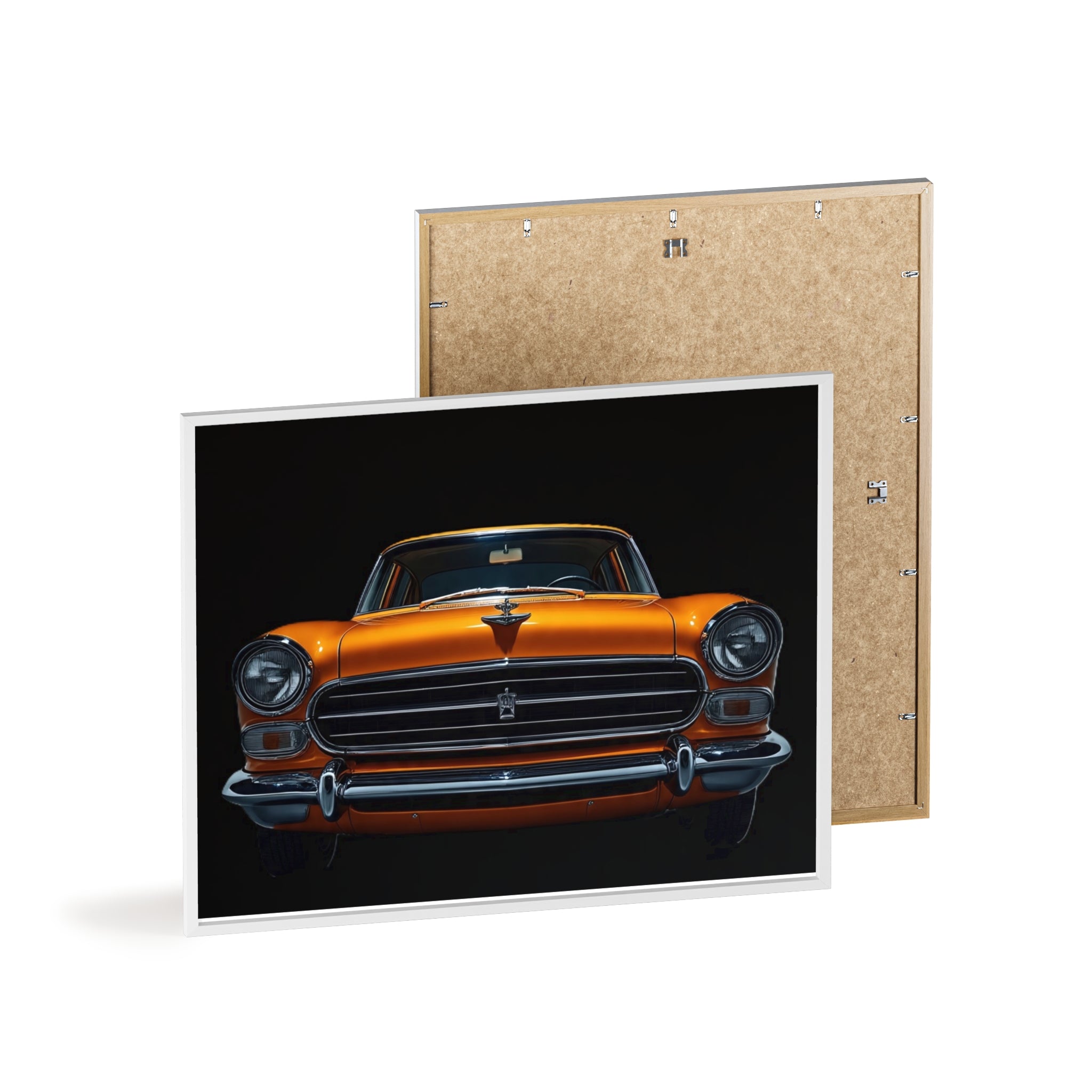 Classic Car Art Poster with Wooden Frame, Vintage Auto Decor, Gift for Car Lovers, Retro Wall Art, Home & Office Decoration