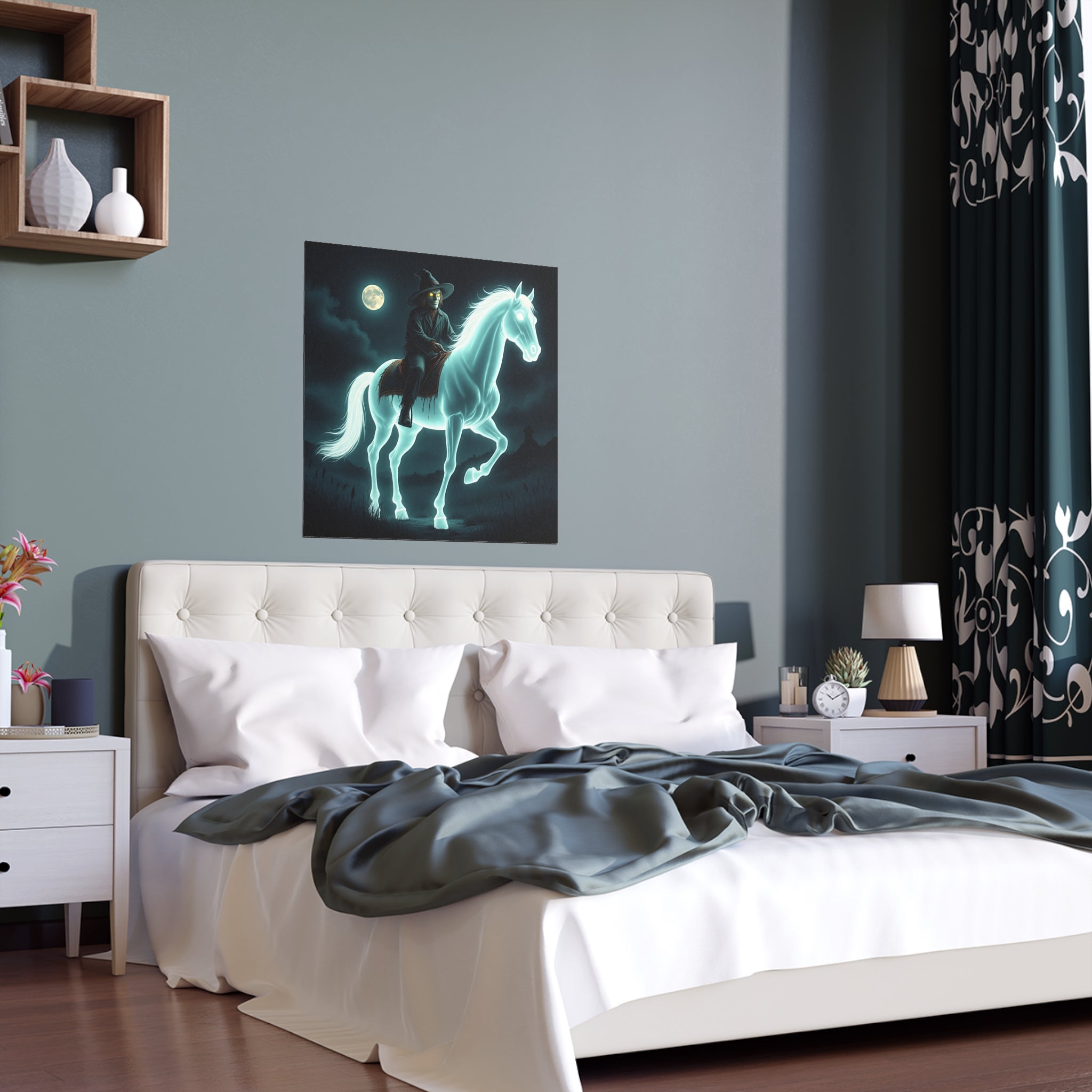 Mystical Wizard Horse Silk Poster, Home Decor, Halloween Art, Wall Art, Gift for Horse Lovers, Indoor and Outdoor Decoration
