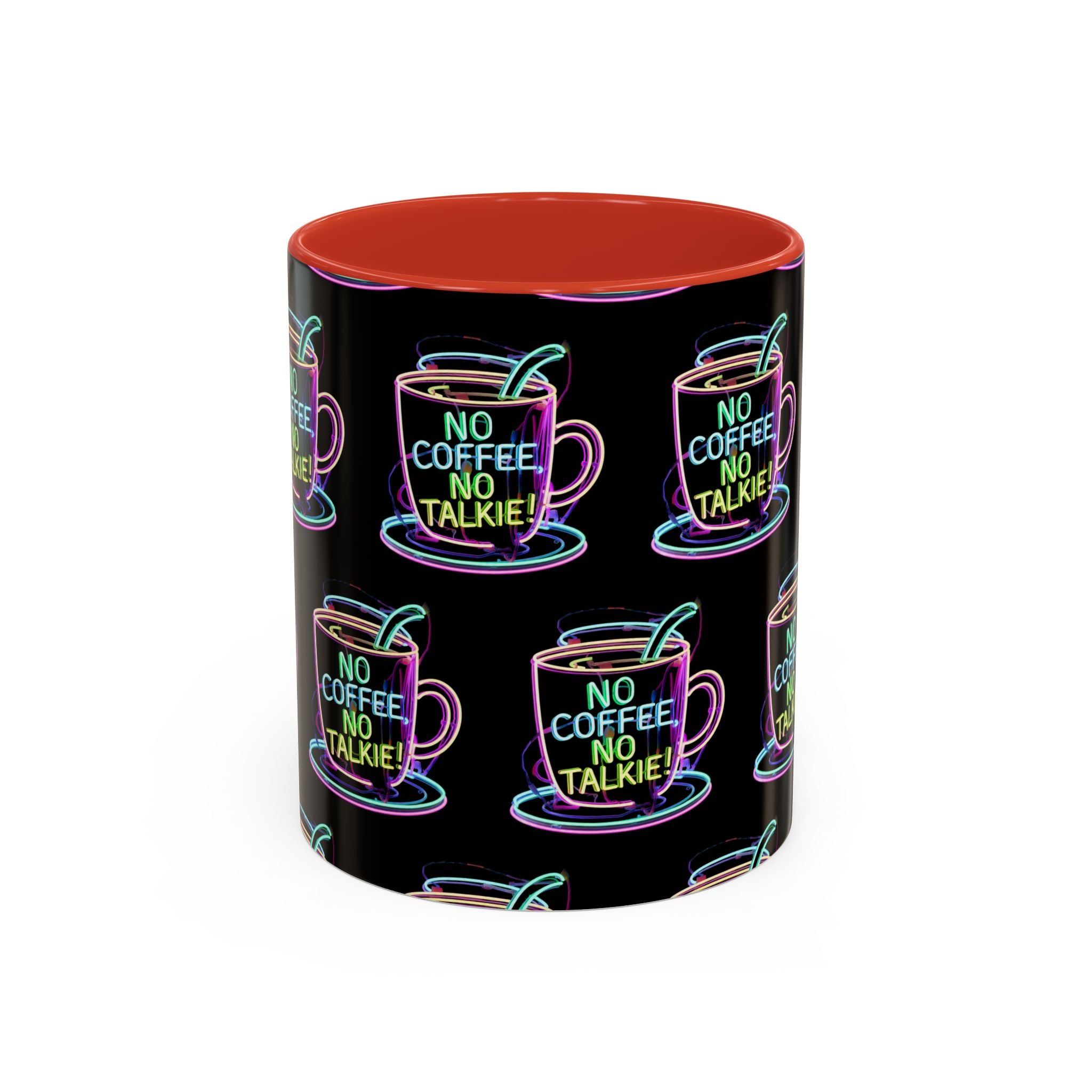 Coffee Mug — "No Coffee No Talkie" Neon Accent Mug