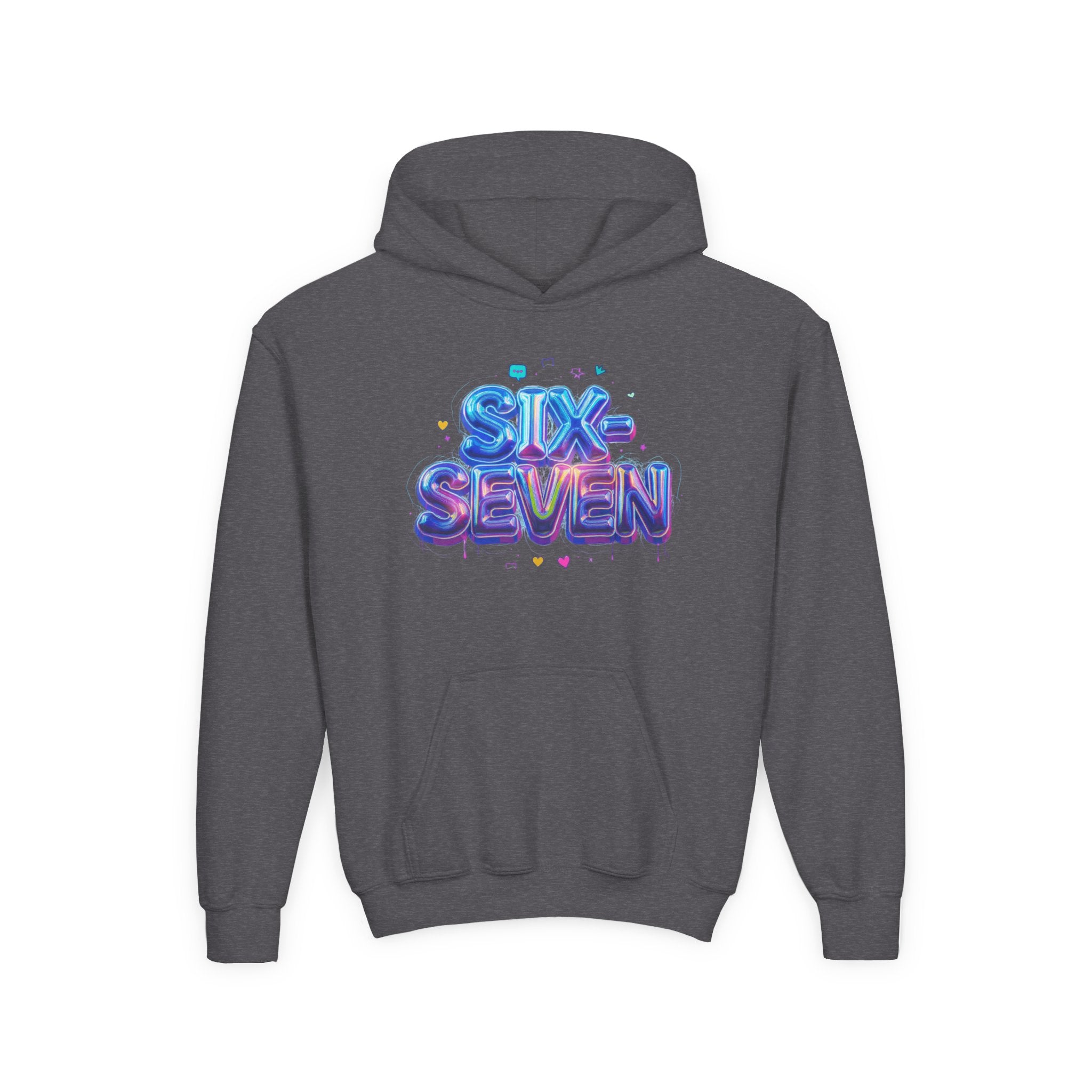 Youth Hoodie — "Six Seven" Colorful 3D Balloon Text Graphic