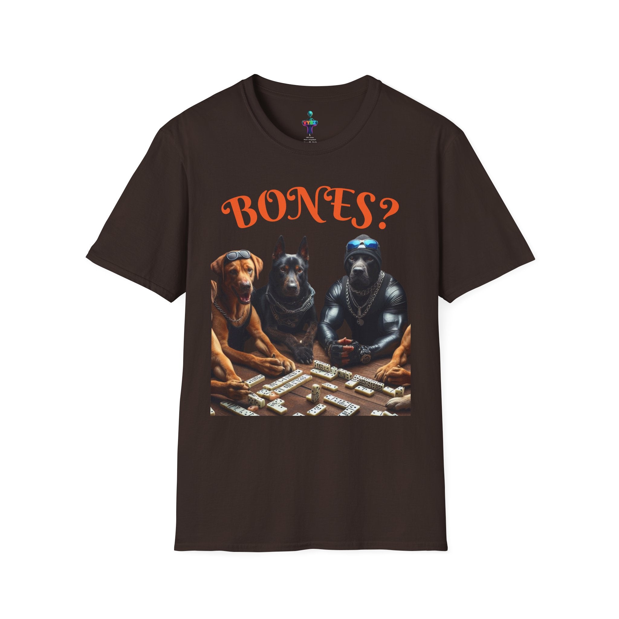 Softstyle T-Shirt with VYBZ Dogs Playing Dominos Urban Slang Design