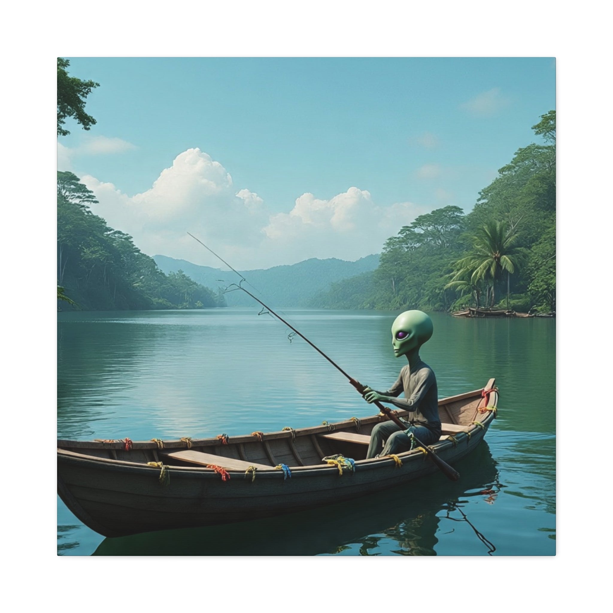 Alien Fishing Canvas Art