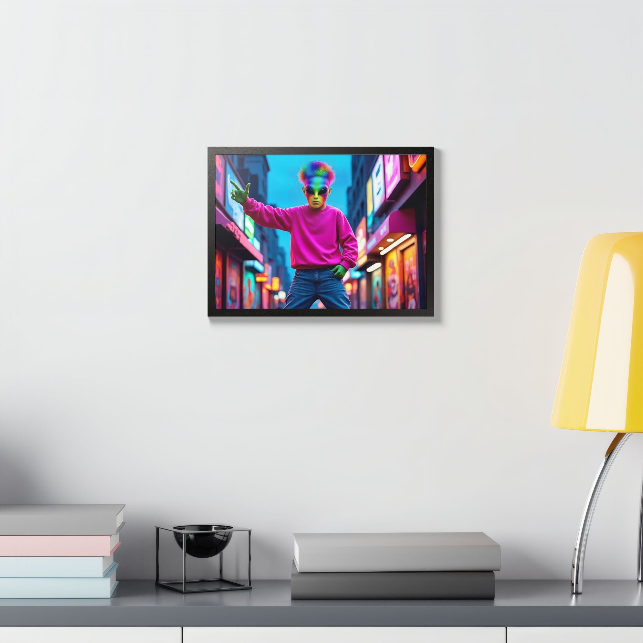 Vibrant Framed Poster, Colorful Wall Art for Home Décor, Funky Room Decoration, Unique Gift for Art Lovers, Retro Vibes, Pop Culture