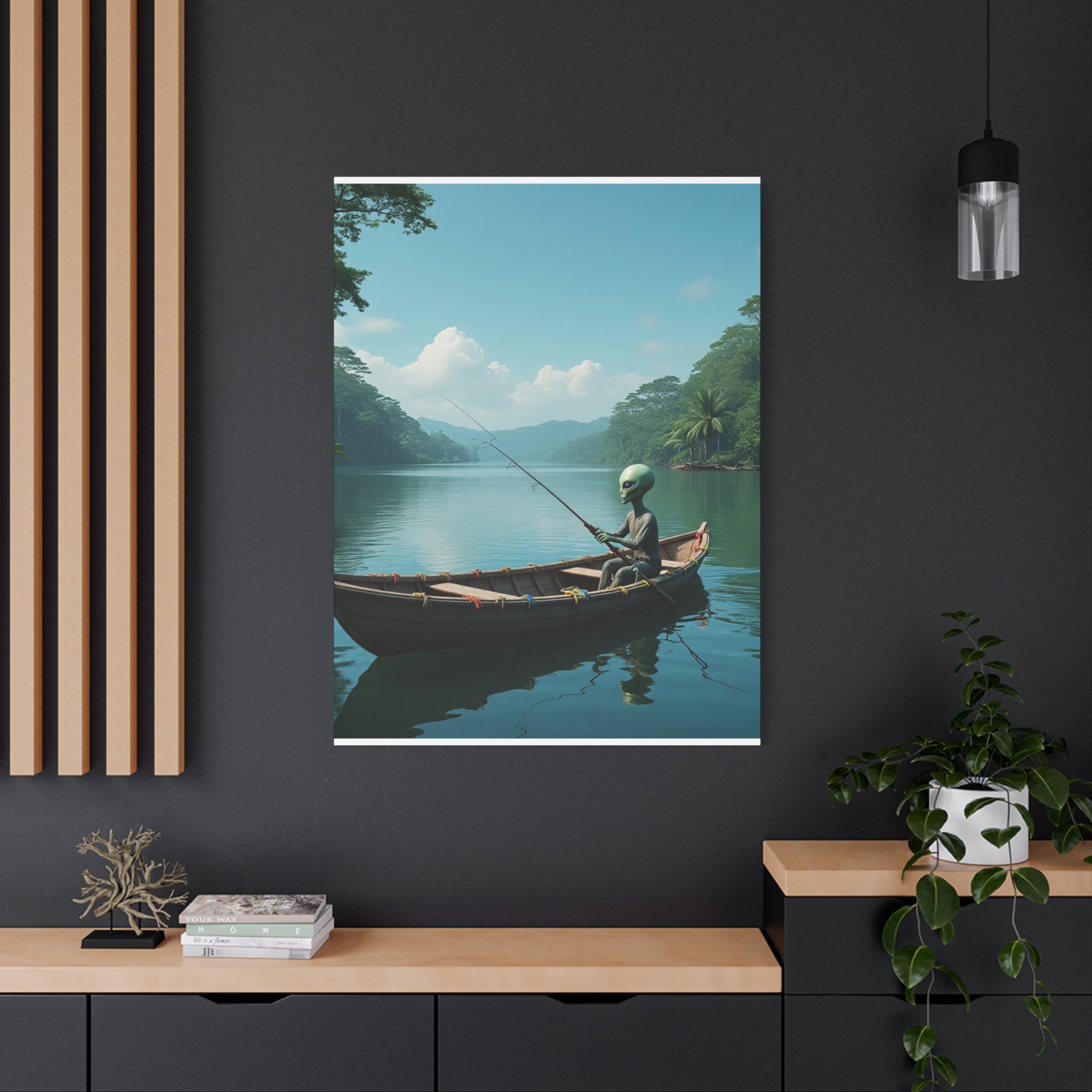 Alien Fishing Canvas Art