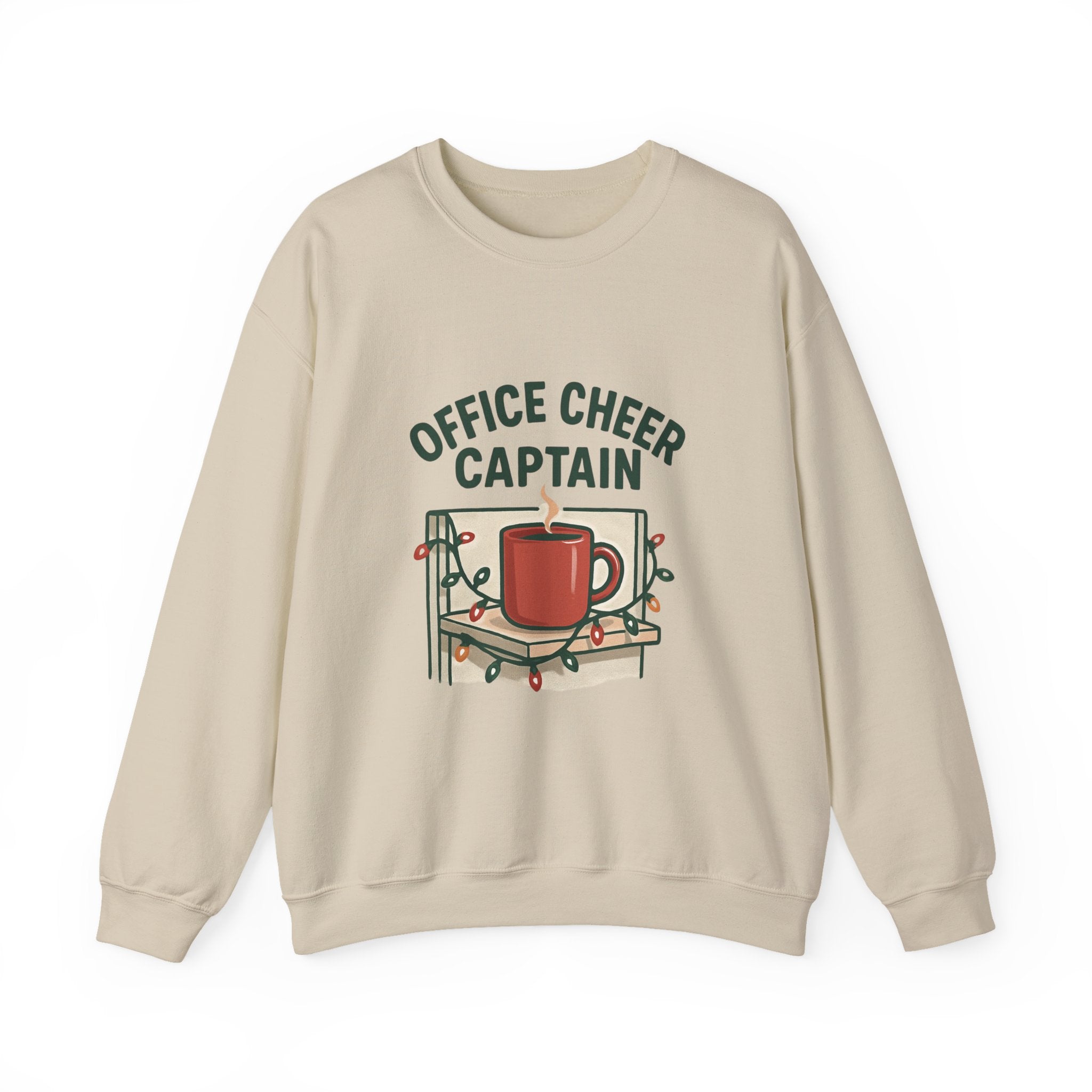 Crewneck Sweatshirt — "Office Cheer Captain" Holiday Coffee Crew