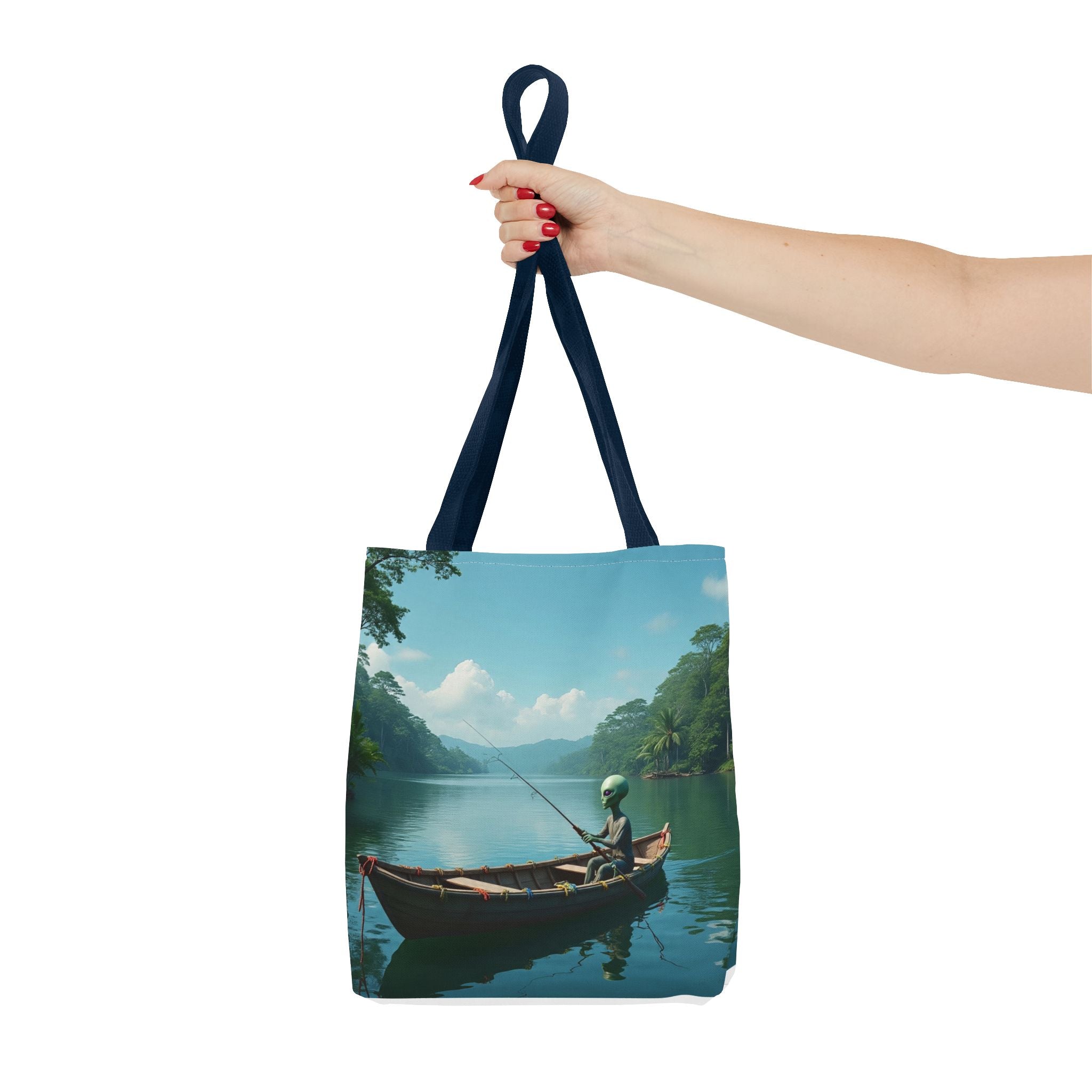 VYBZ Serene Alien Fishing Scenic Tote Bag