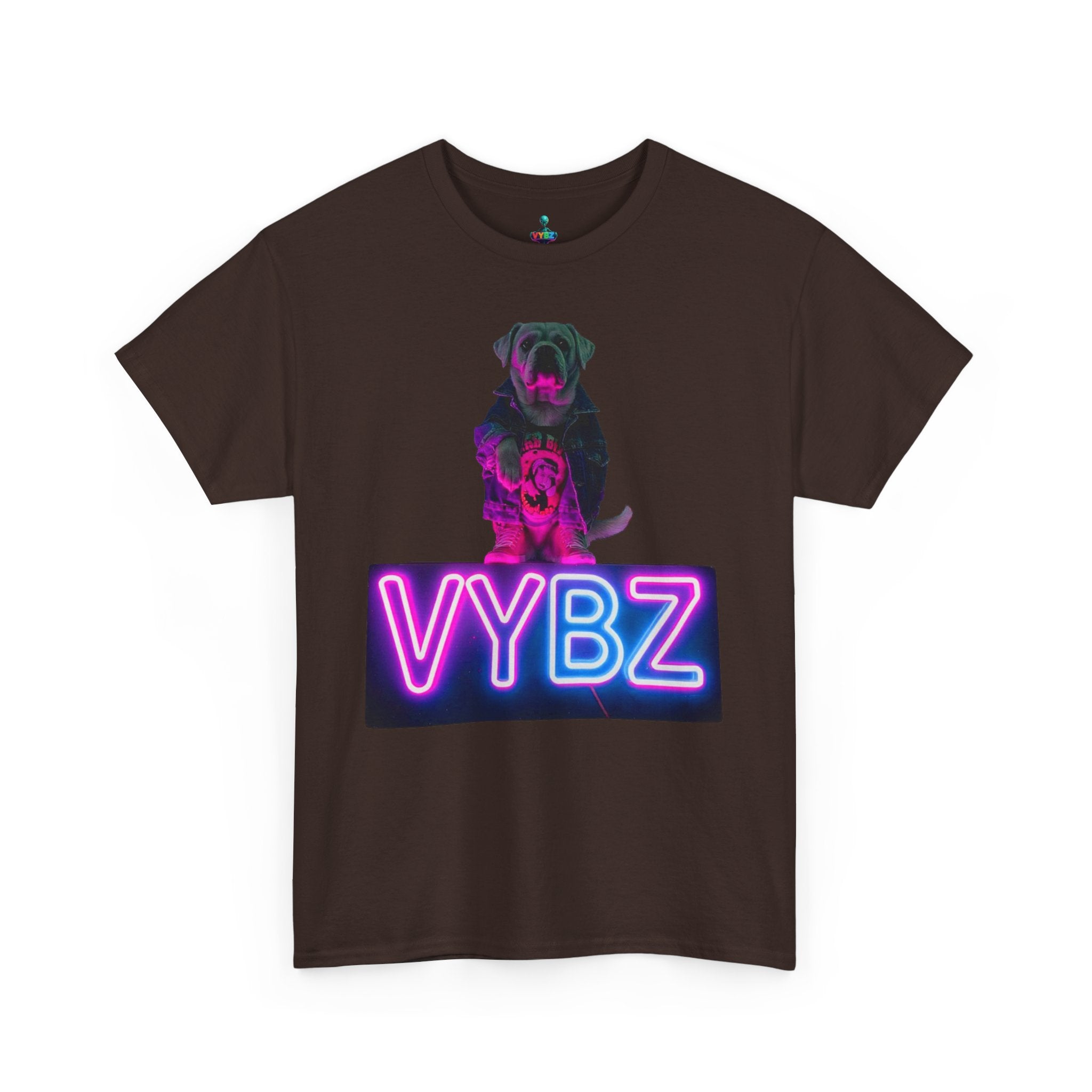 Neon Dog VYBZ Tee, Unisex Heavy Cotton T-Shirt, Casual Wear, Pet Lovers Gift, Streetwear Style, Dog Lover Apparel