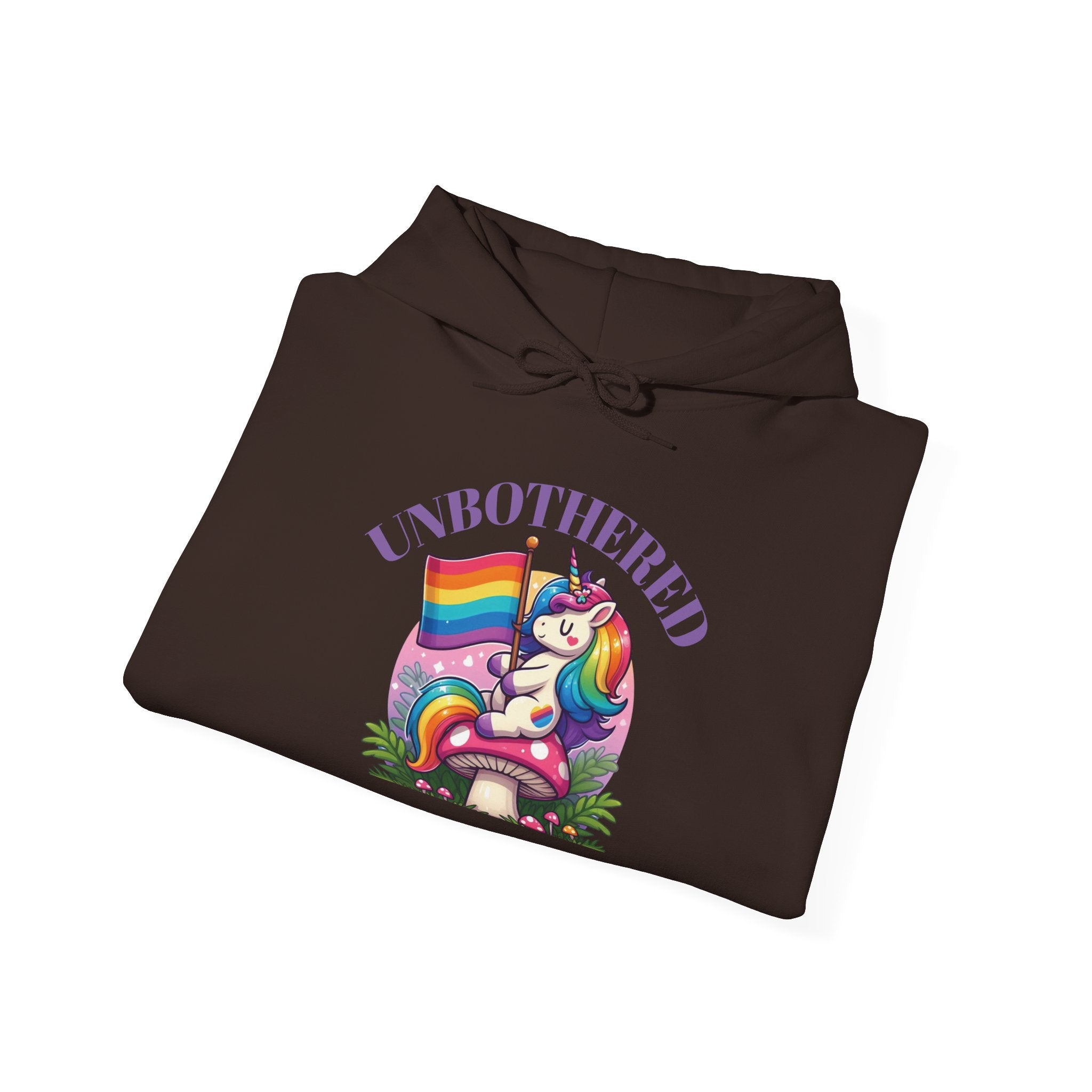 VYBZ "UNBOTHERED" Hoodie for All Ages, LGBTQ+ Gift, Cozy Sweatshirt, Cute Animal Apparel, Fun Pride Merchandise
