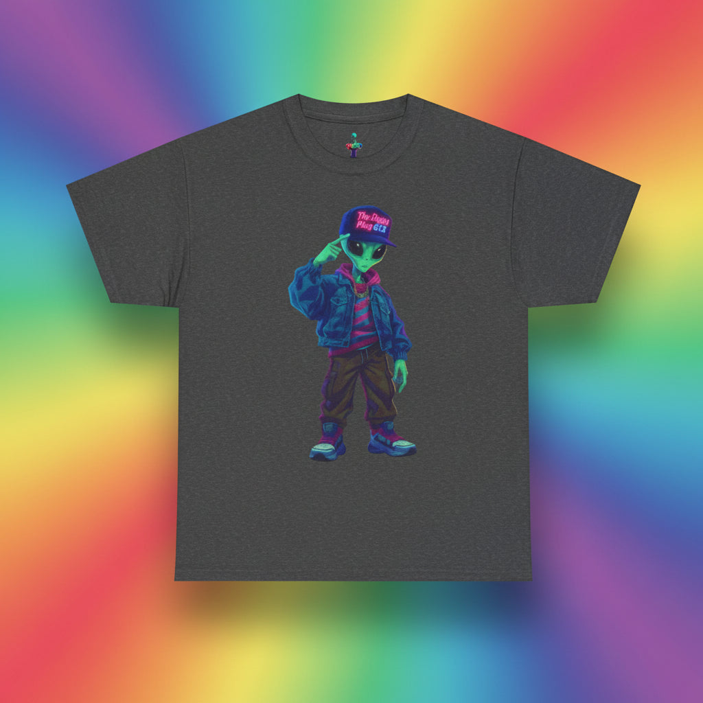 VYBZ Vibrant Alien Graphic Tee - Unisex Heavy Cotton Tee for Casual Wear, Gifts, Streetwear, Festivals, Unique Style