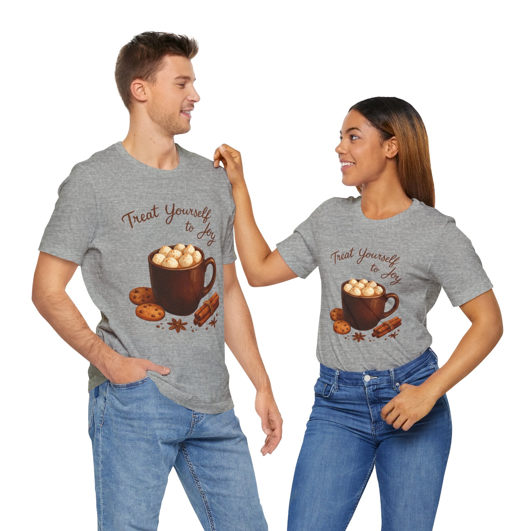 Hot Cocoa Tee — "Treat Yourself to Joy" Holiday Graphic Shirt