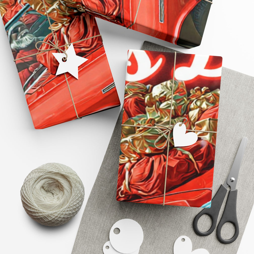 Vintage Santa's Bag Gift Wrap Papers, Holiday Wrapping Paper, Christmas Gift Wrap, Festive Gift Wrap, Retro Santa Paper