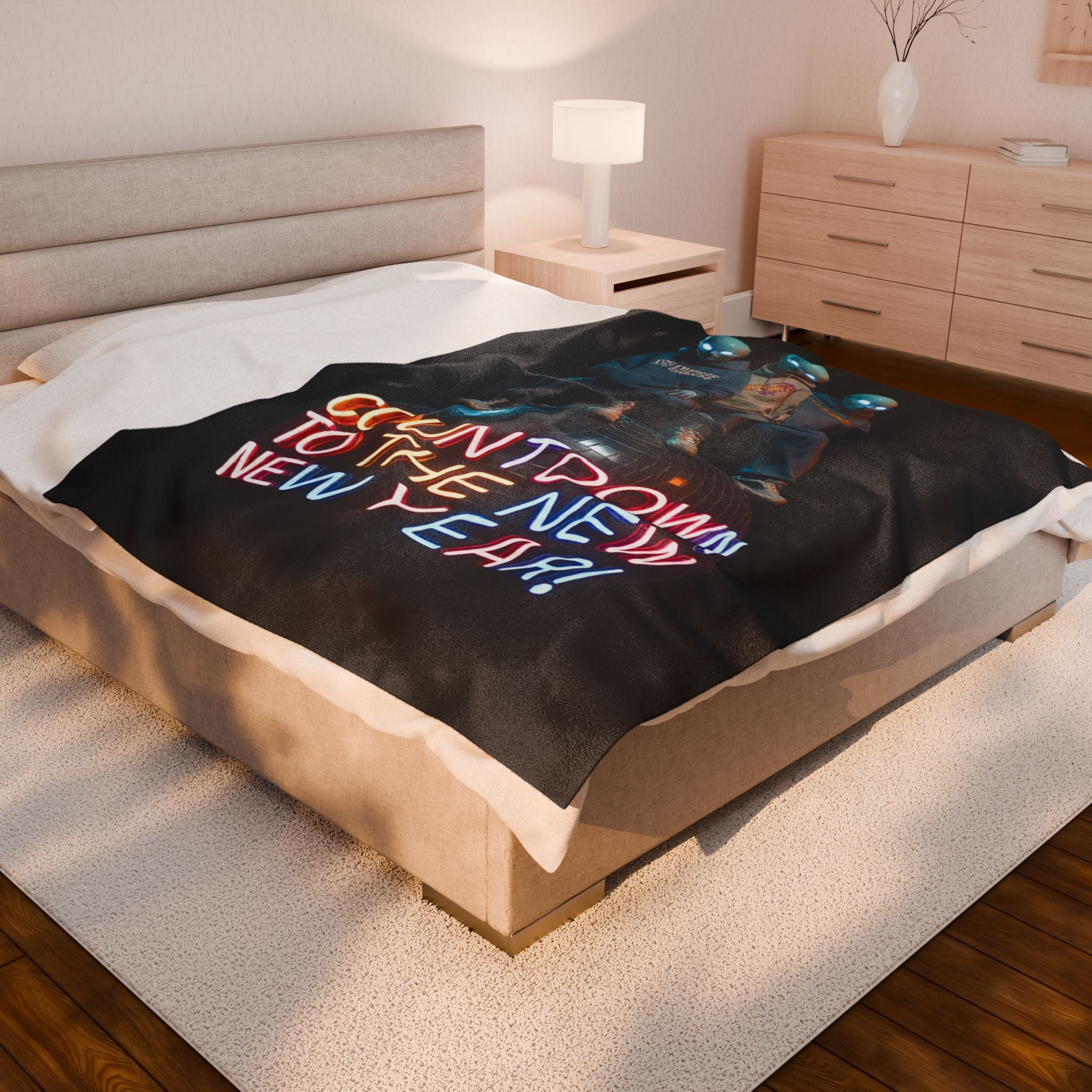 Velveteen Plush Blanket — "Countdown to the New Year" Disco Ball Holiday Throw