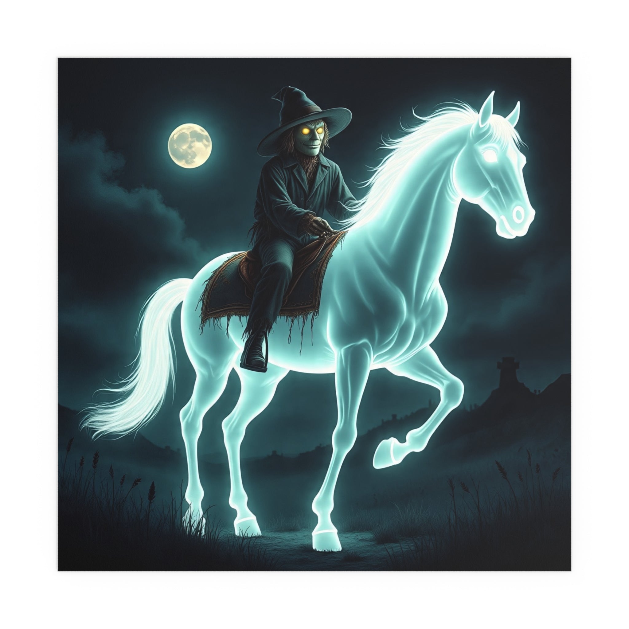 Mystical Wizard Horse Silk Poster, Home Decor, Halloween Art, Wall Art, Gift for Horse Lovers, Indoor and Outdoor Decoration