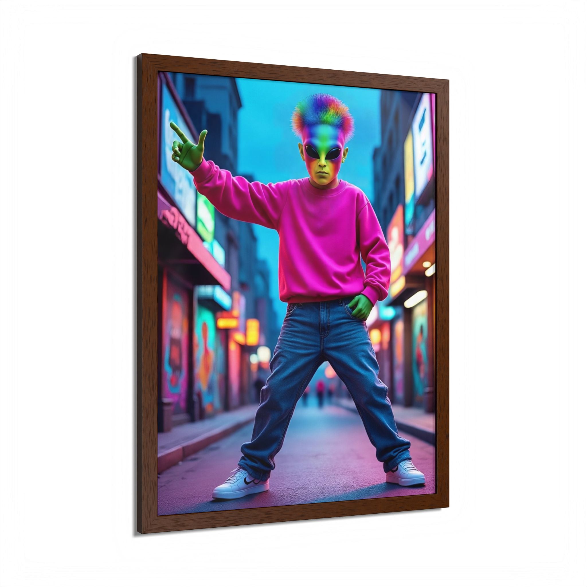 Vibrant Framed Poster, Colorful Wall Art for Home Décor, Funky Room Decoration, Unique Gift for Art Lovers, Retro Vibes, Pop Culture