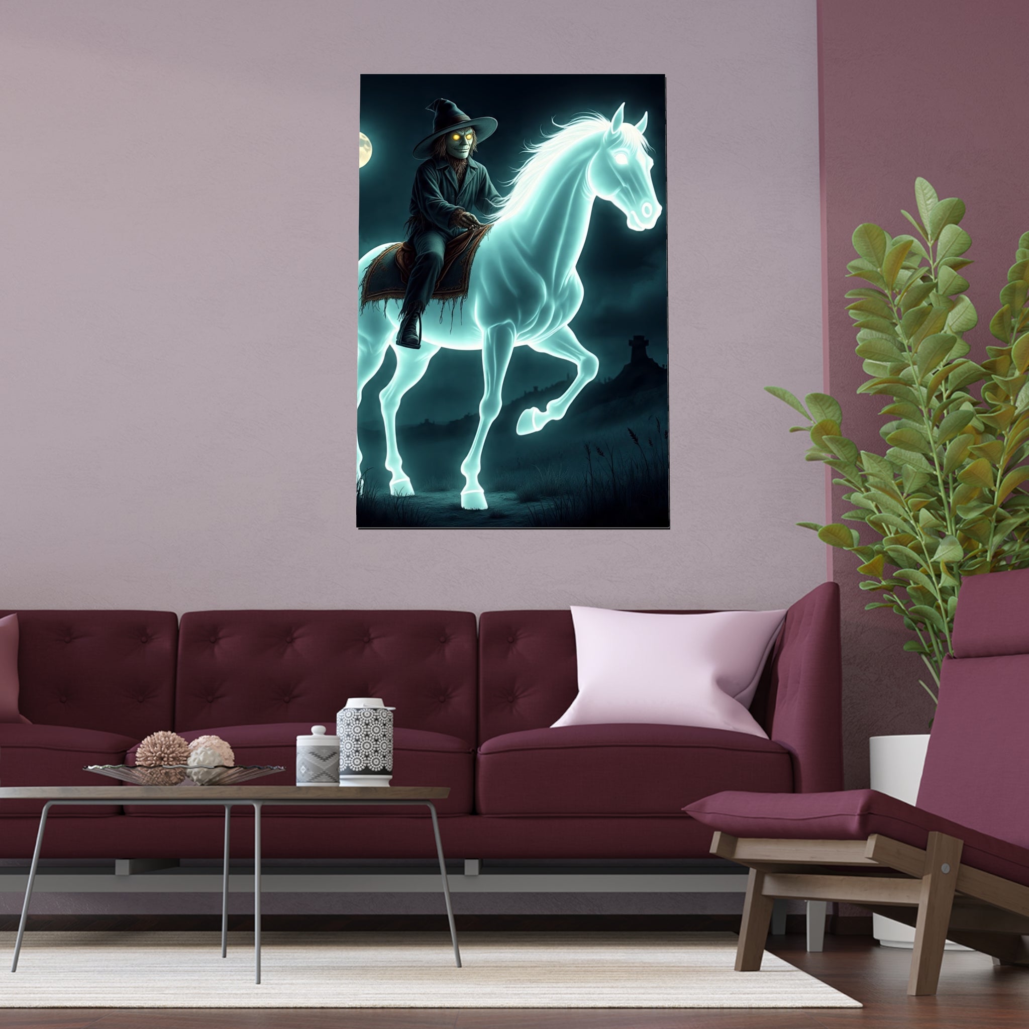 Mystical Wizard Horse Silk Poster, Home Decor, Halloween Art, Wall Art, Gift for Horse Lovers, Indoor and Outdoor Decoration