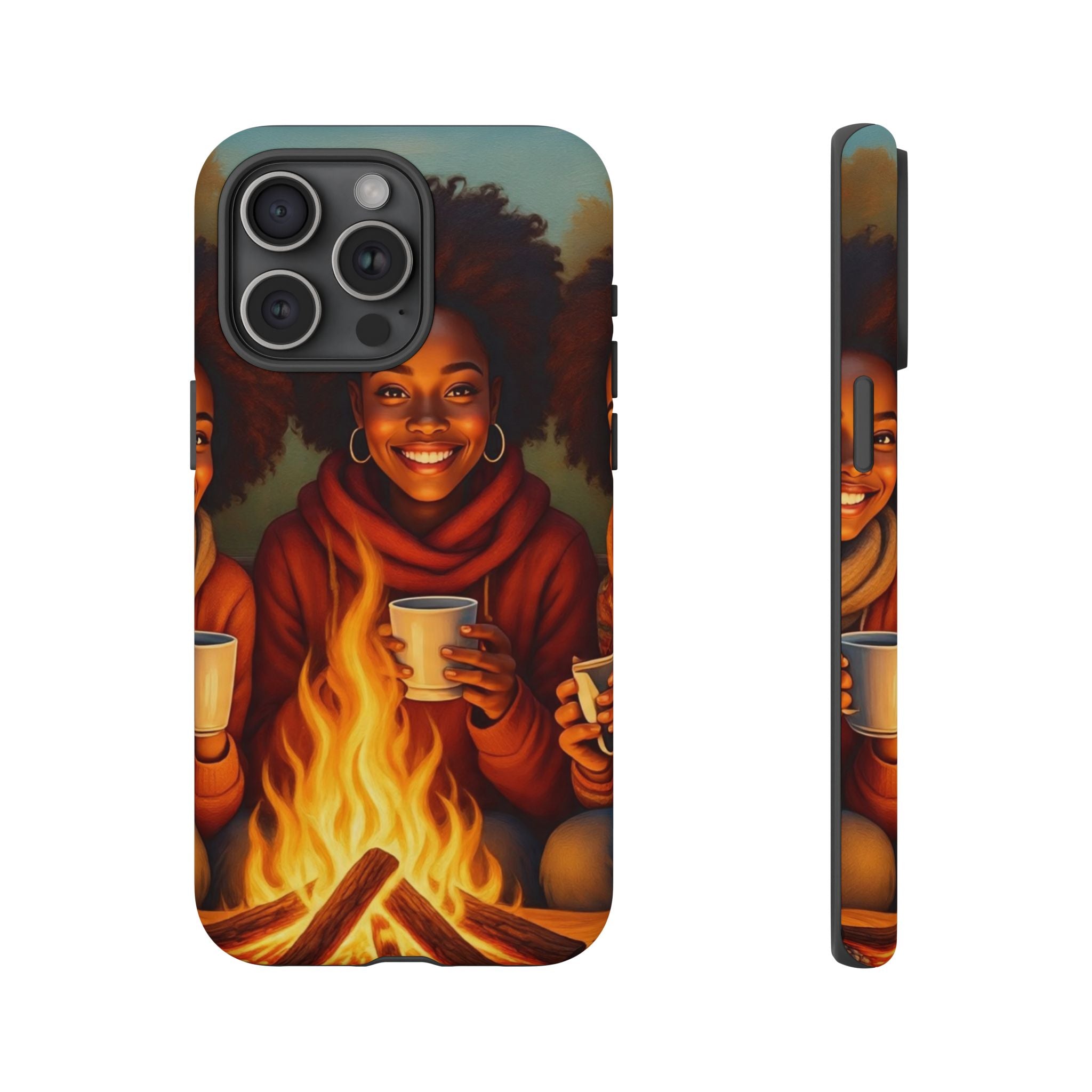 Cozy Phone Case for Campfire Lovers, Tough Cases with Inspirational Design, Perfect Gift for Friends, Birthday Present, Nature Vibe