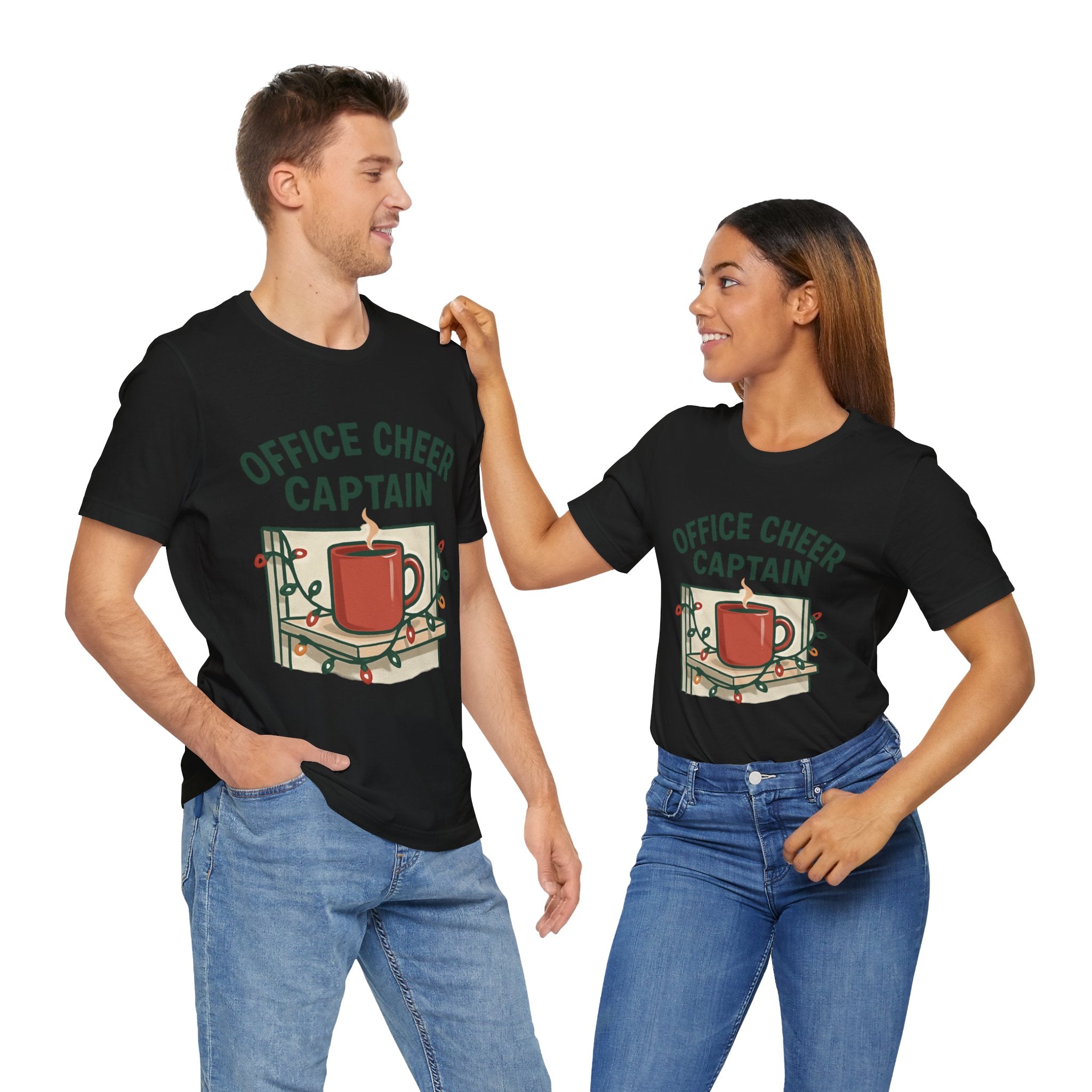 Office Cheer Captain Tee — Holiday Coffee Mug Christmas Work Shirt
