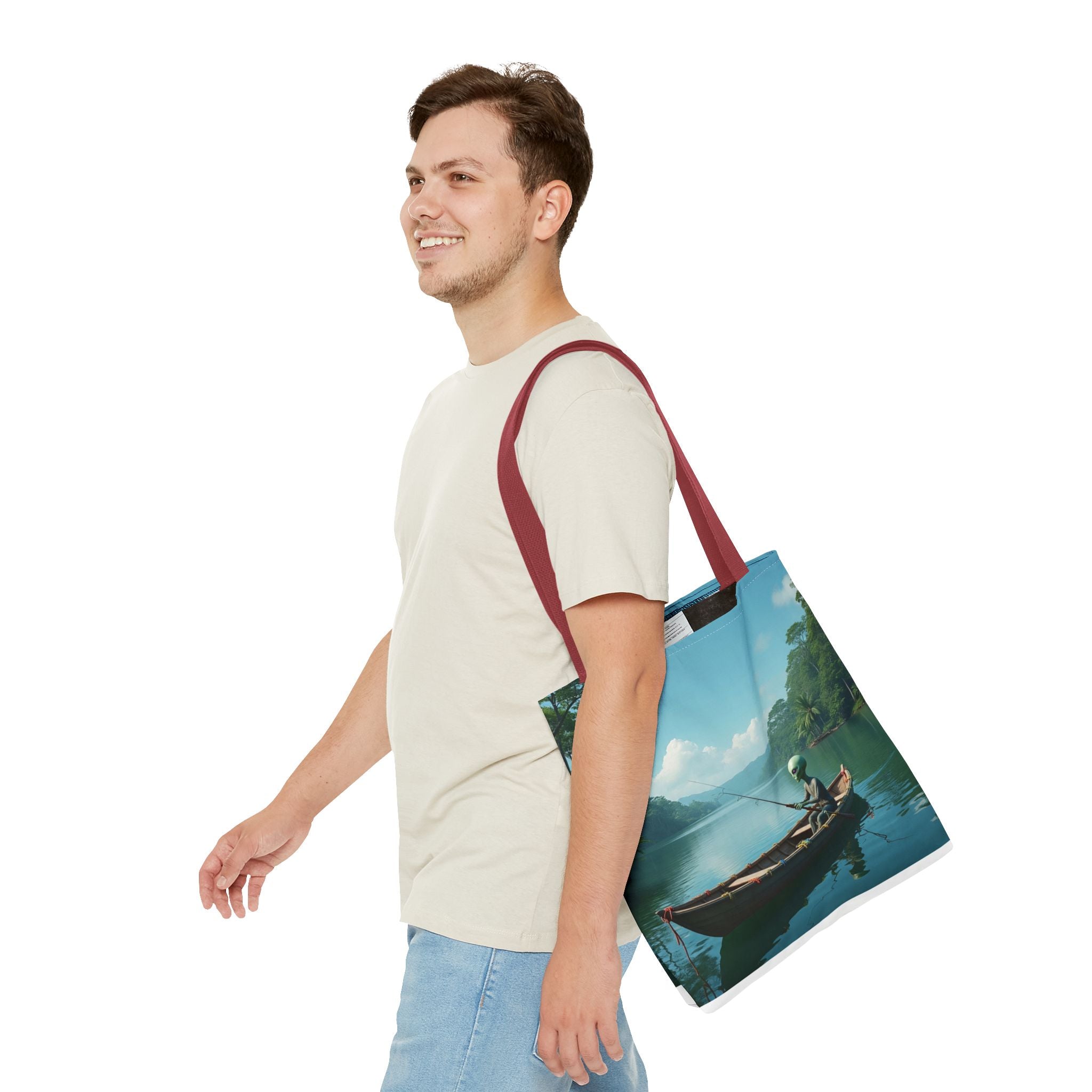 VYBZ Serene Alien Fishing Scenic Tote Bag