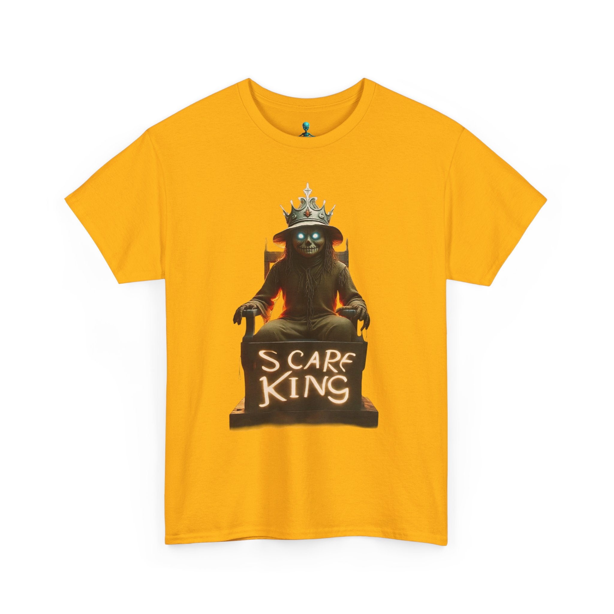 VYBZ Scare King Unisex Heavy Cotton Tee, Halloween Shirt, Horror Tee, Graphic T-Shirt, Scary Costume Top, Gift for Spooky Lovers