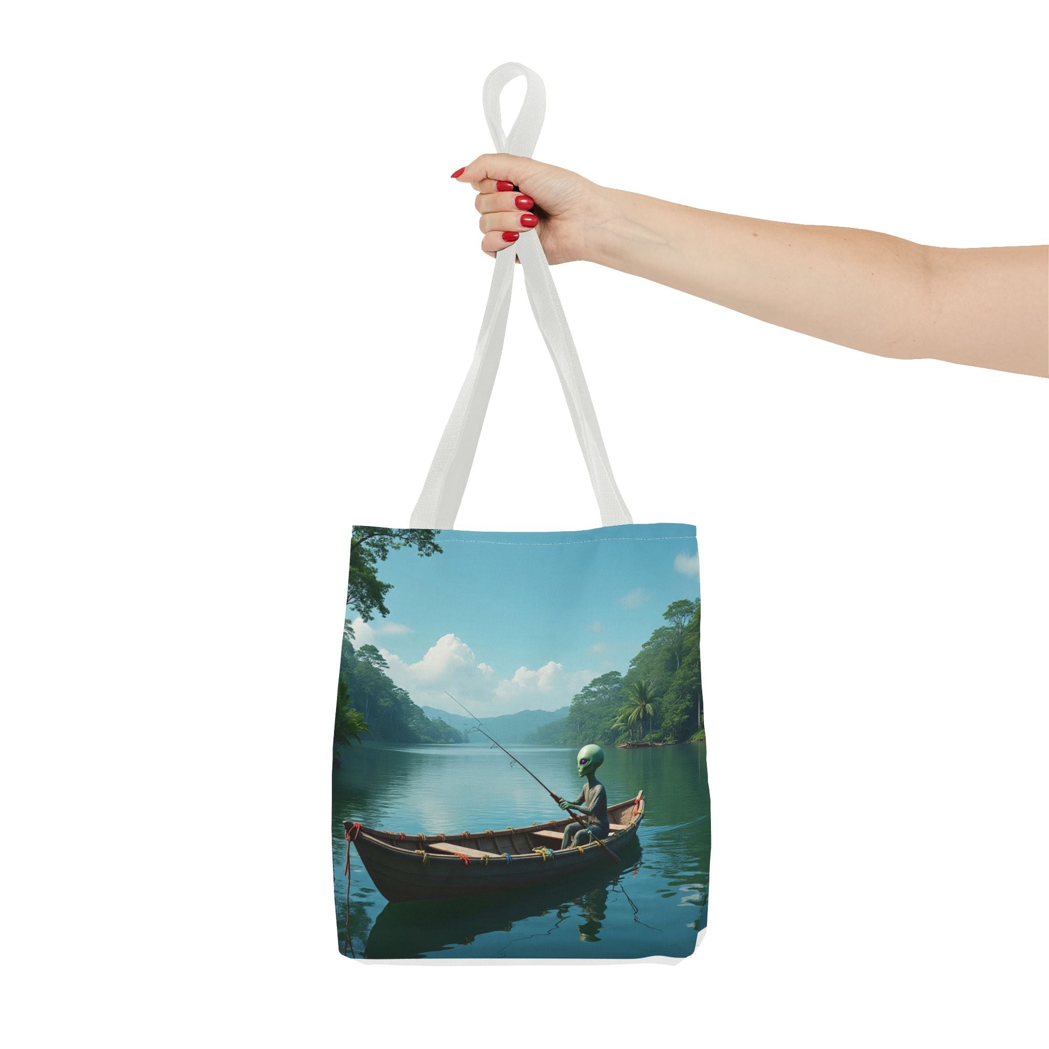 VYBZ Serene Alien Fishing Scenic Tote Bag
