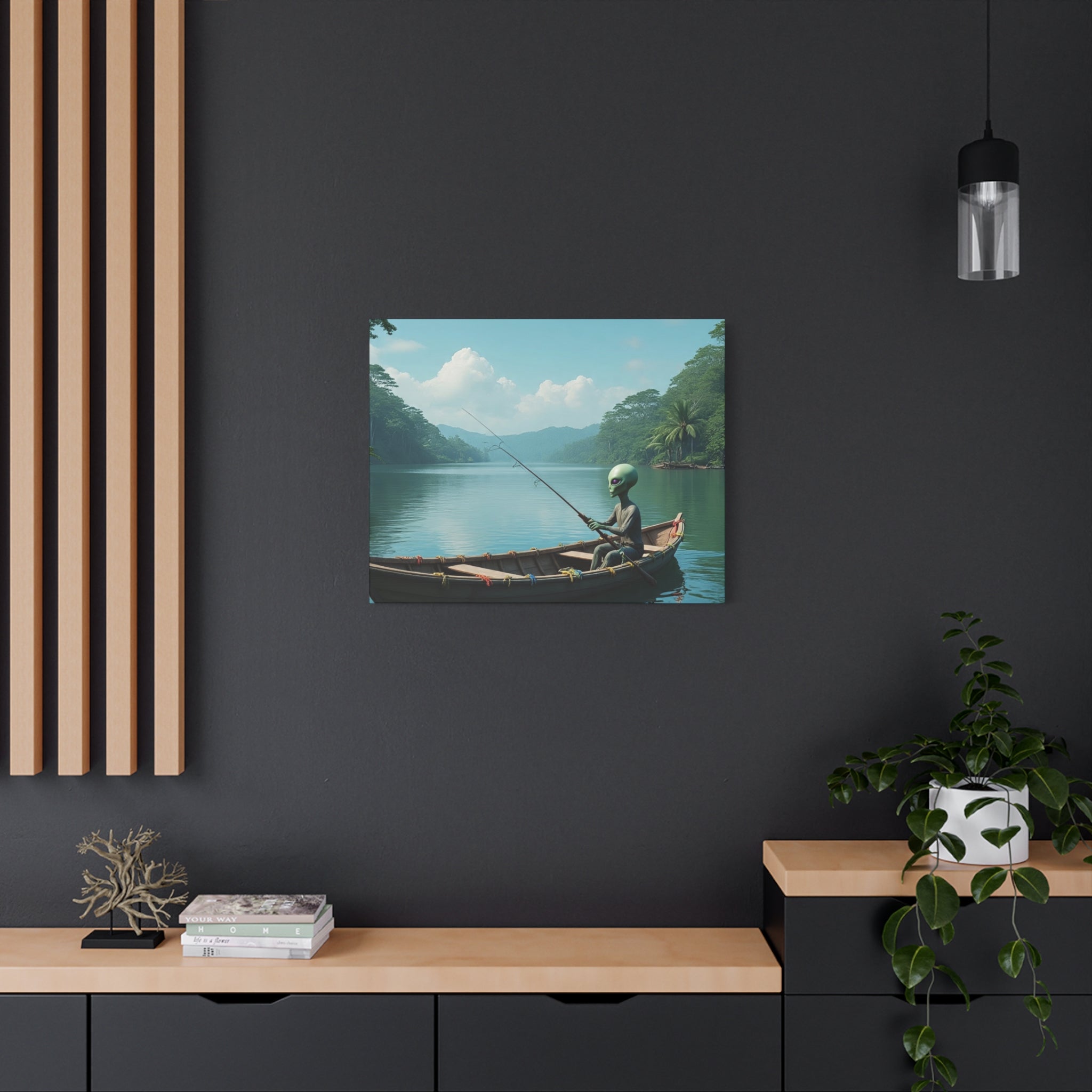 Alien Fishing Canvas Art
