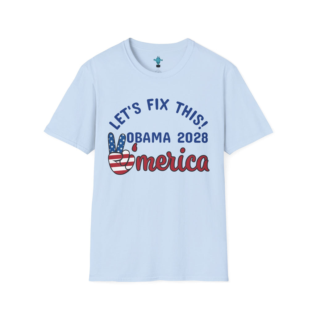 VYBZ Obama 2028 Unisex Softstyle T-Shirt, Casual Wear, Political Statement Tee, Gift for Activists, Election Merchandise