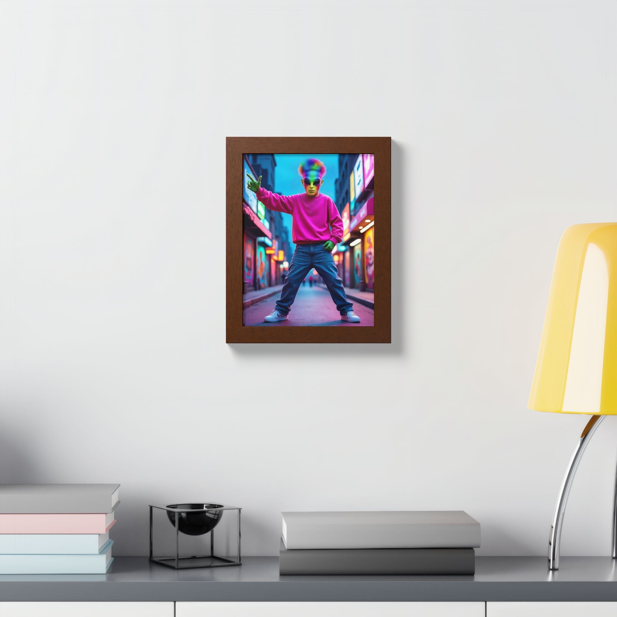Vibrant Framed Poster, Colorful Wall Art for Home Décor, Funky Room Decoration, Unique Gift for Art Lovers, Retro Vibes, Pop Culture