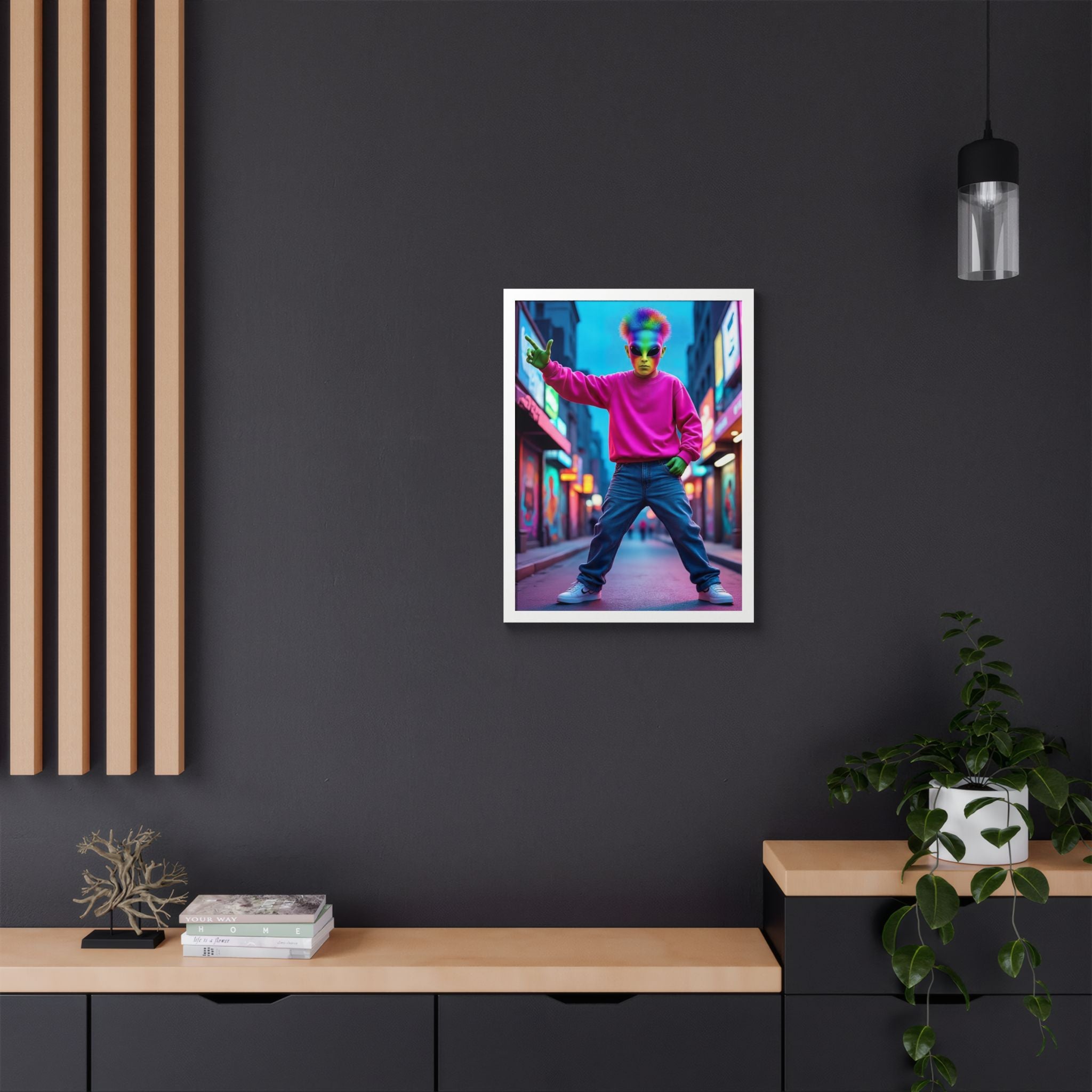 Vibrant Framed Poster, Colorful Wall Art for Home Décor, Funky Room Decoration, Unique Gift for Art Lovers, Retro Vibes, Pop Culture