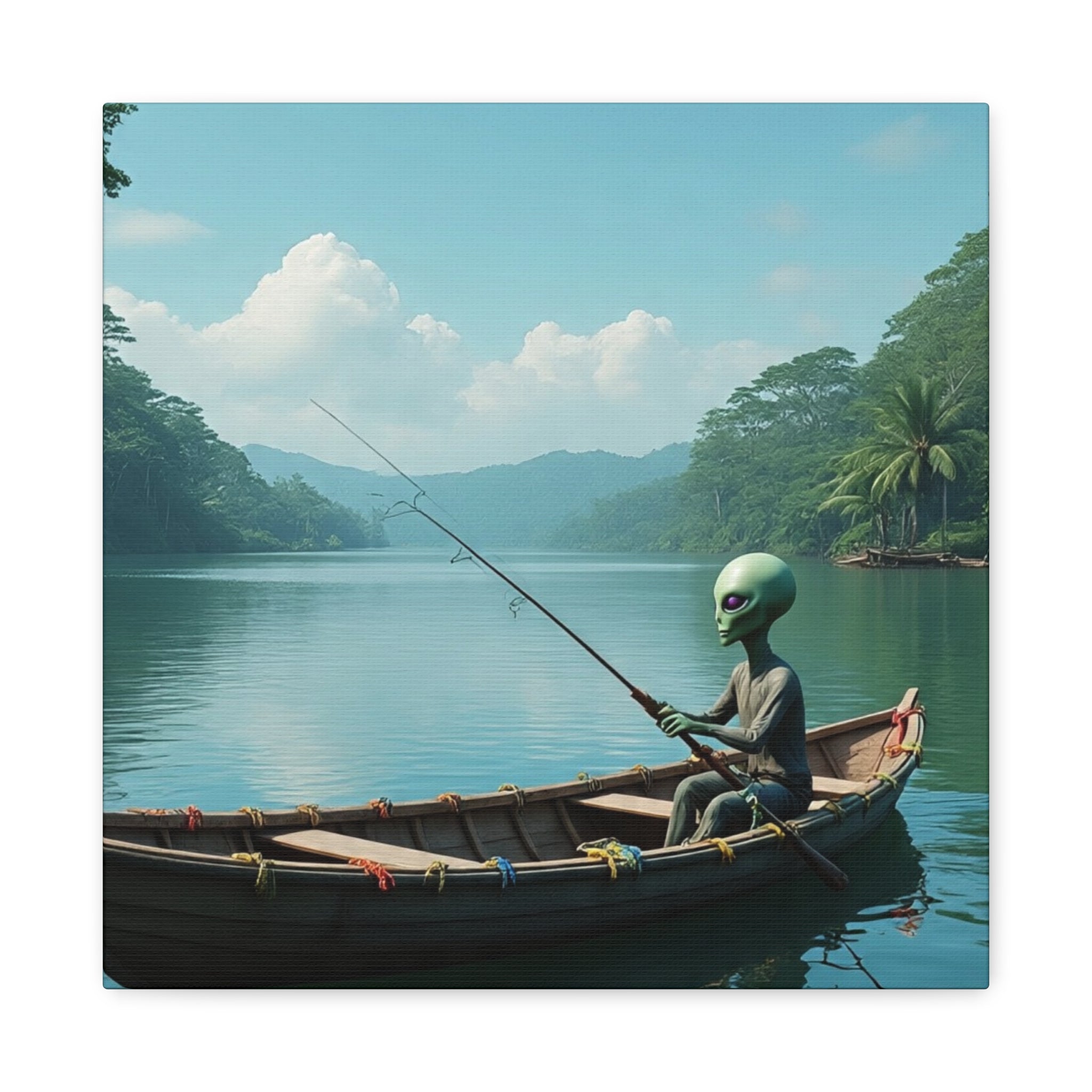 Alien Fishing Canvas Art