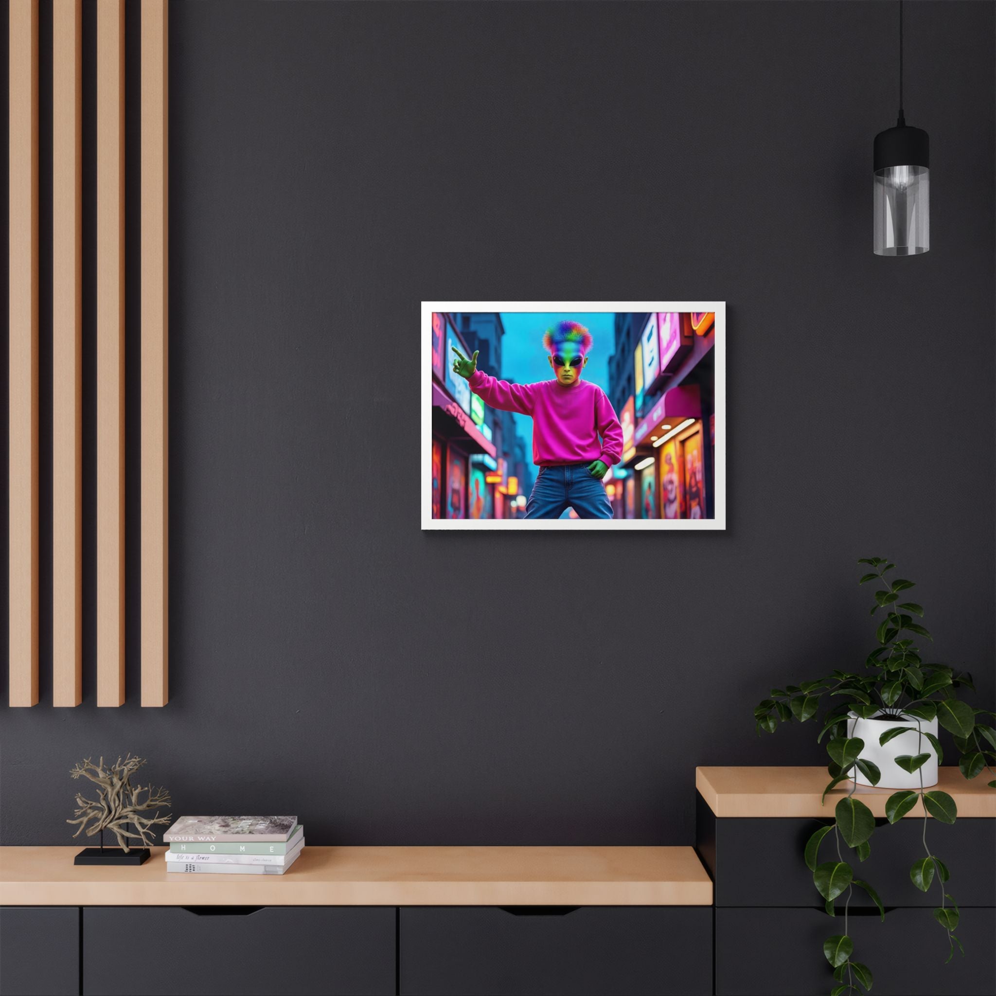 Vibrant Framed Poster, Colorful Wall Art for Home Décor, Funky Room Decoration, Unique Gift for Art Lovers, Retro Vibes, Pop Culture