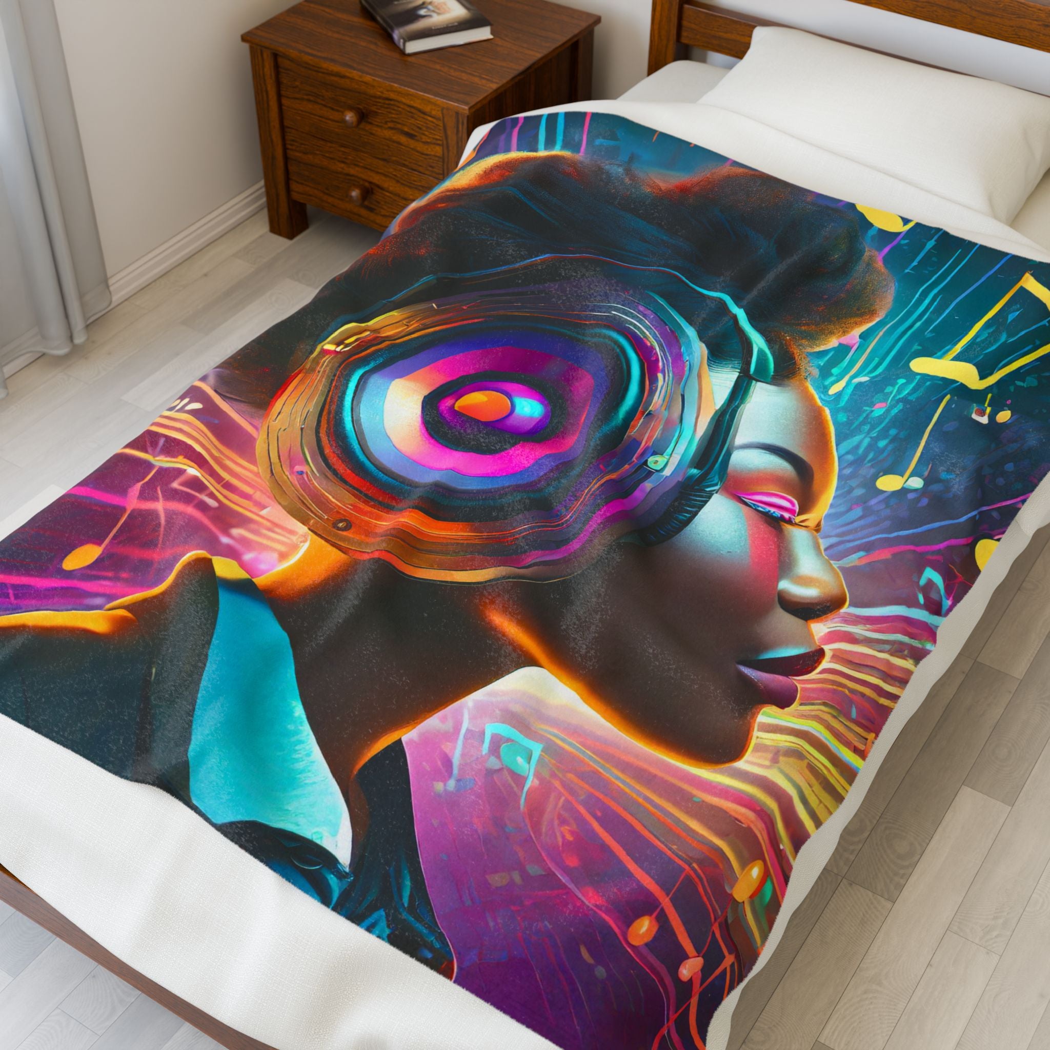 Vibrant Music Lover's Velveteen Plush Blanket