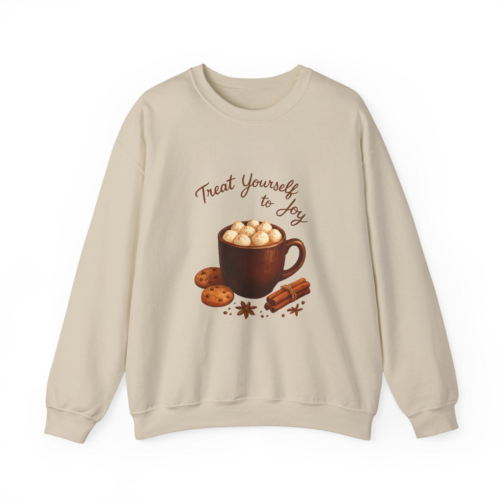 Cozy Hot Cocoa Sweatshirt — "Treat Yourself to Joy" Crewneck
