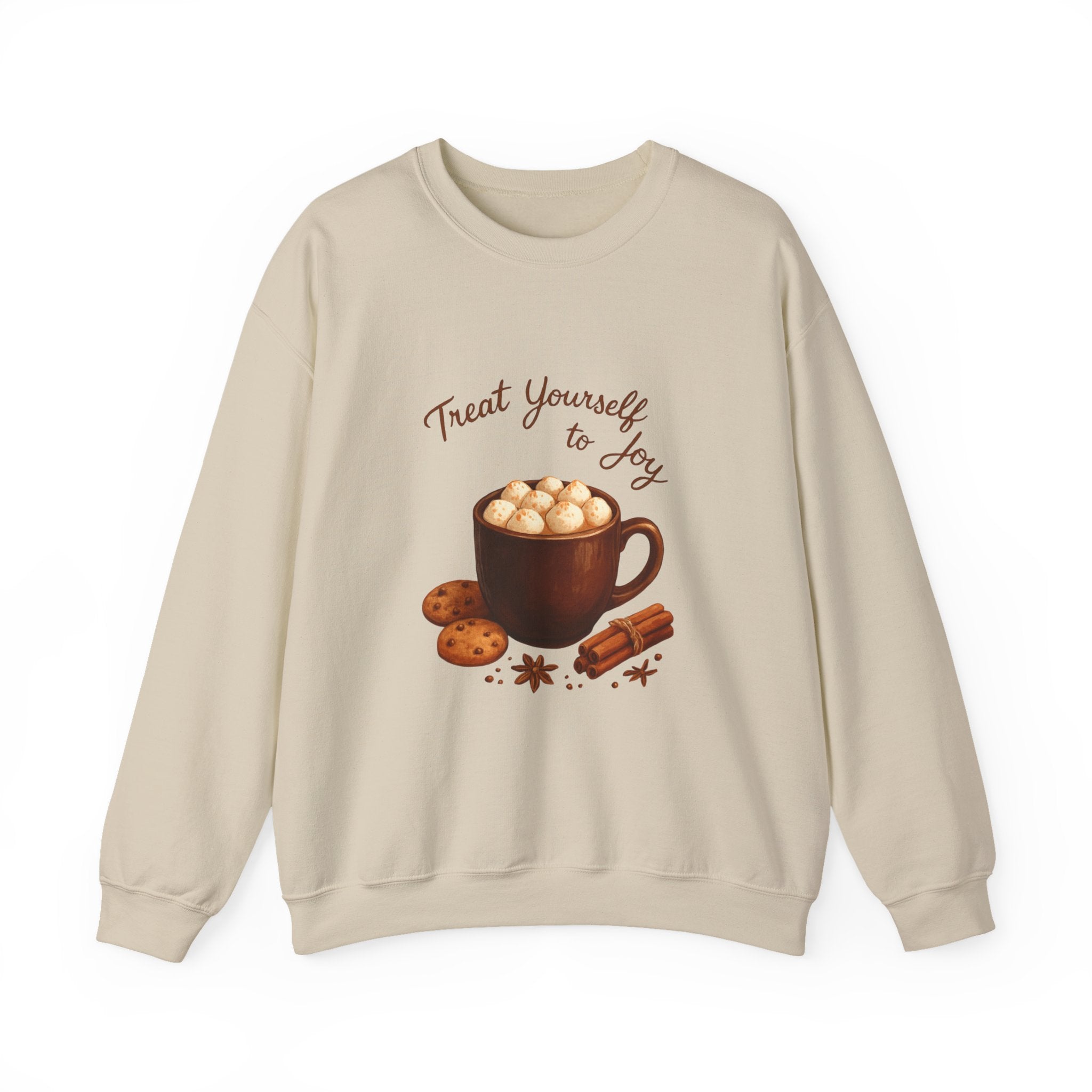 Cozy Hot Cocoa Sweatshirt — "Treat Yourself to Joy" Crewneck
