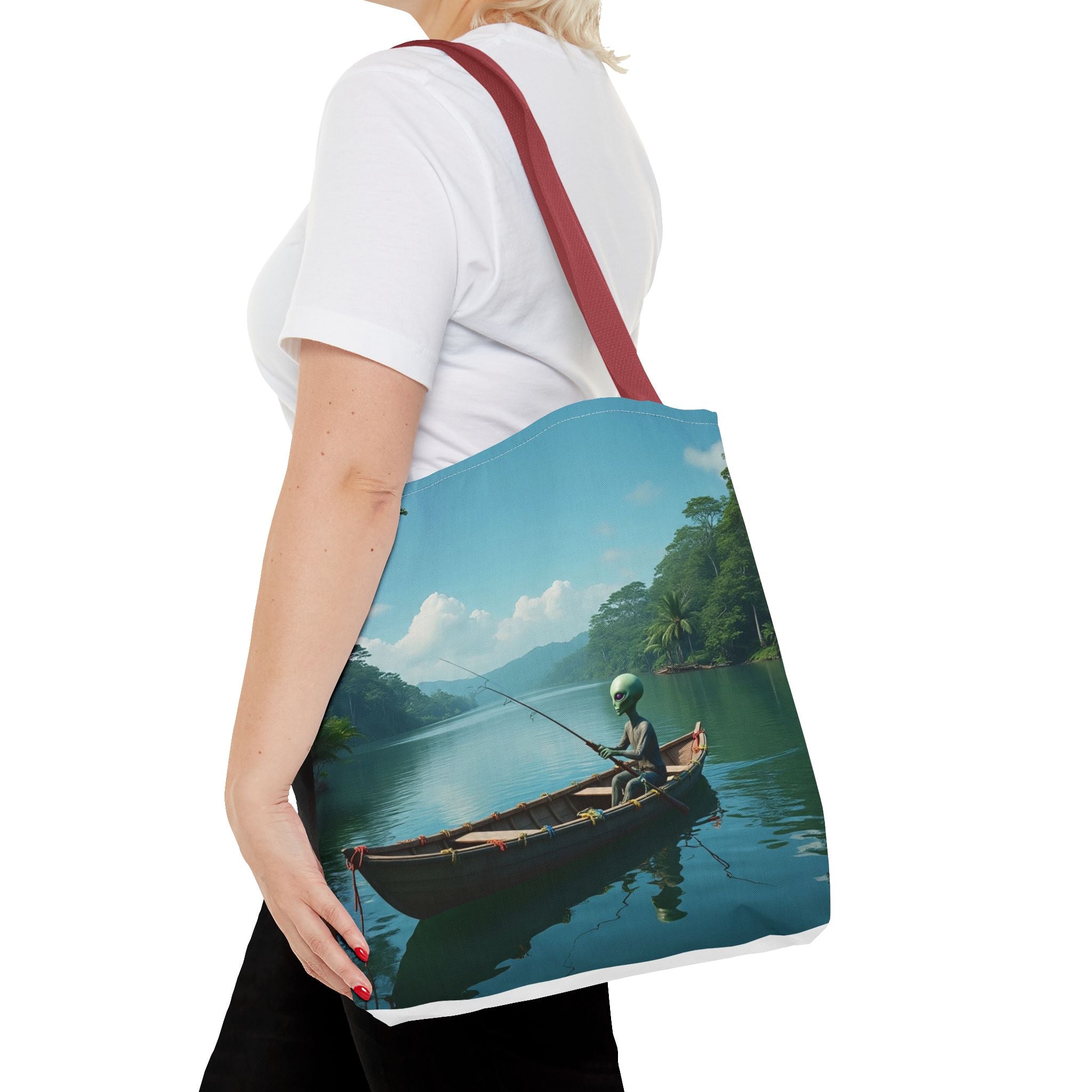VYBZ Serene Alien Fishing Scenic Tote Bag