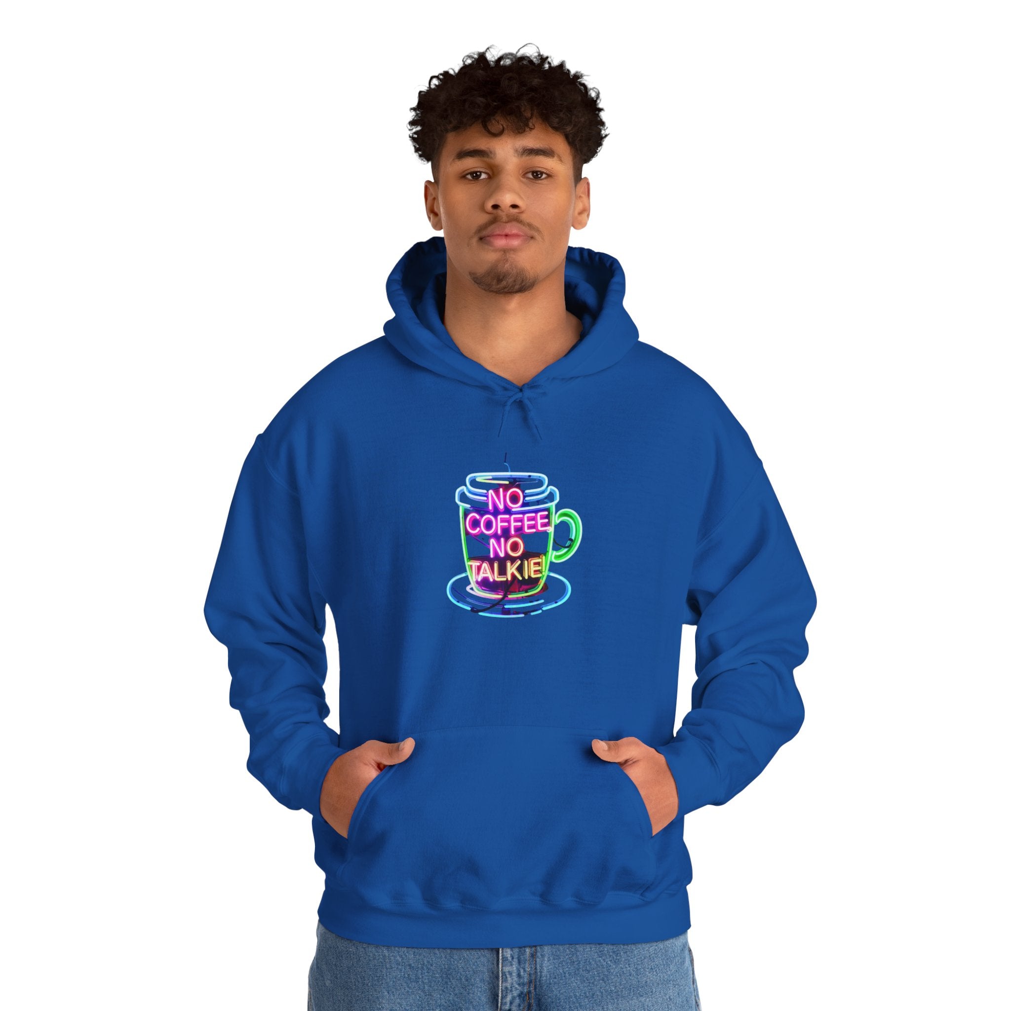 Hoodie - "No Coffee No Talkie" Colorful Coffee Cup Hoodie