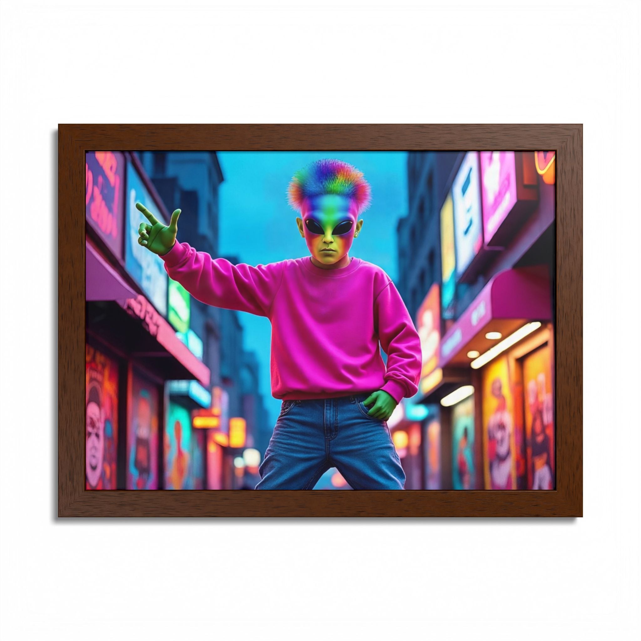 Vibrant Framed Poster, Colorful Wall Art for Home Décor, Funky Room Decoration, Unique Gift for Art Lovers, Retro Vibes, Pop Culture