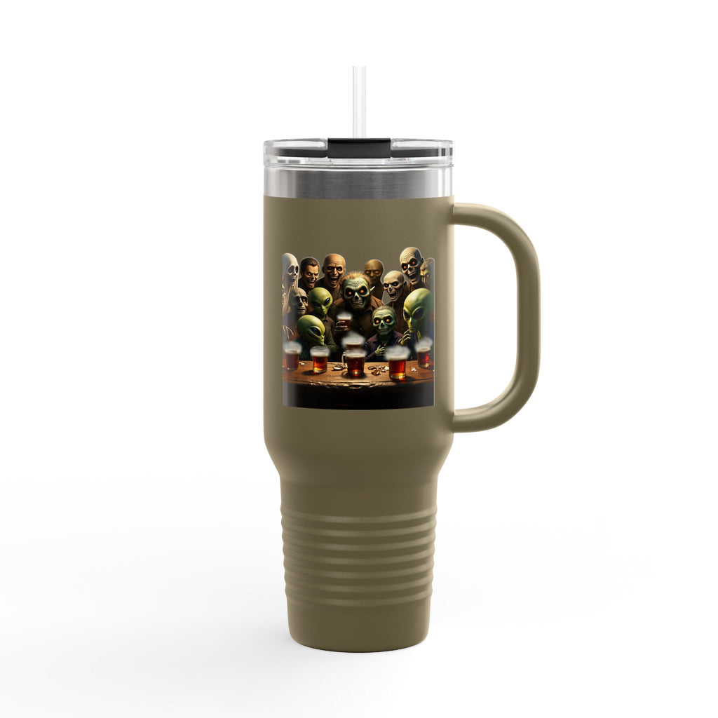 Travel Mug, Humorous Aliens Monsters Ghosts Design, 40oz