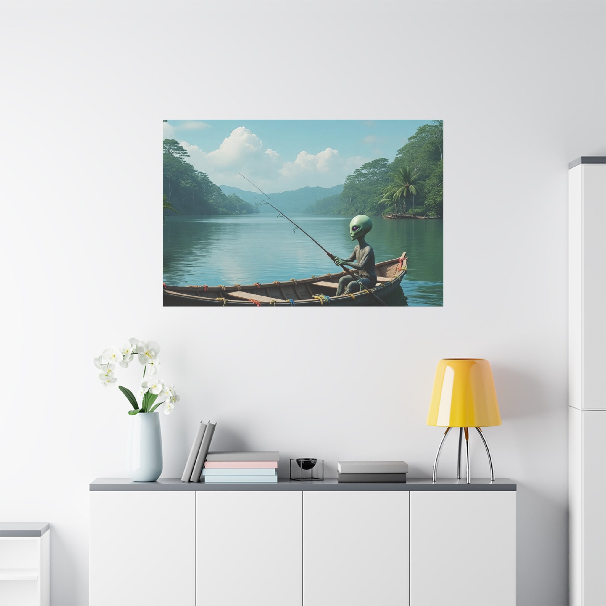 Alien Fishing Canvas Art