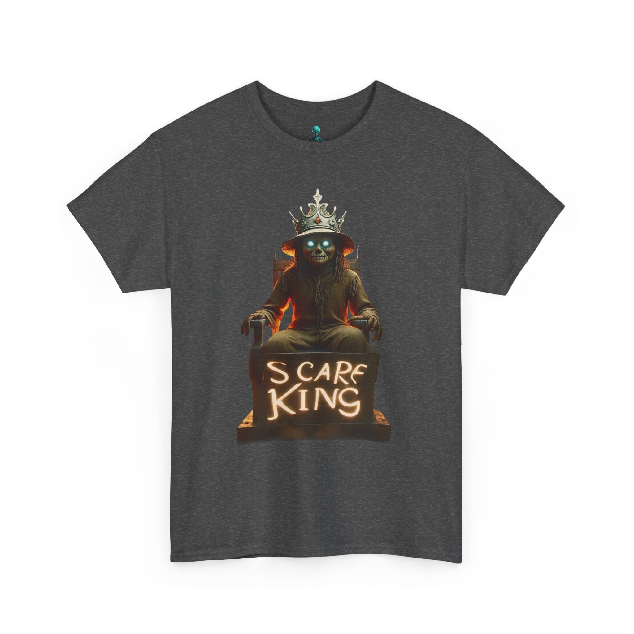 VYBZ Scare King Unisex Heavy Cotton Tee, Halloween Shirt, Horror Tee, Graphic T-Shirt, Scary Costume Top, Gift for Spooky Lovers