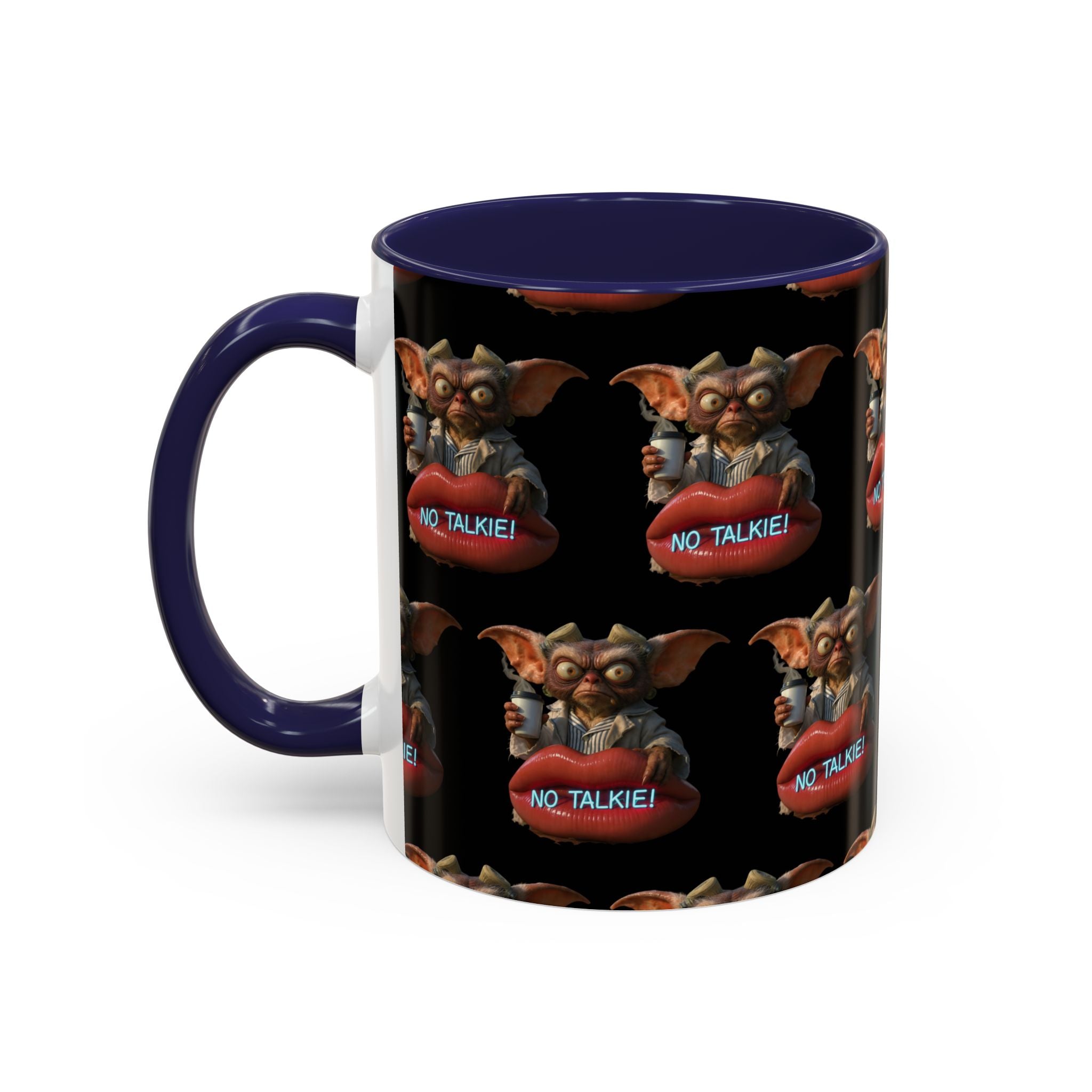 No Talkie Coffee Mug — Funny Grumpy Creature Accent Mug (11/15oz)