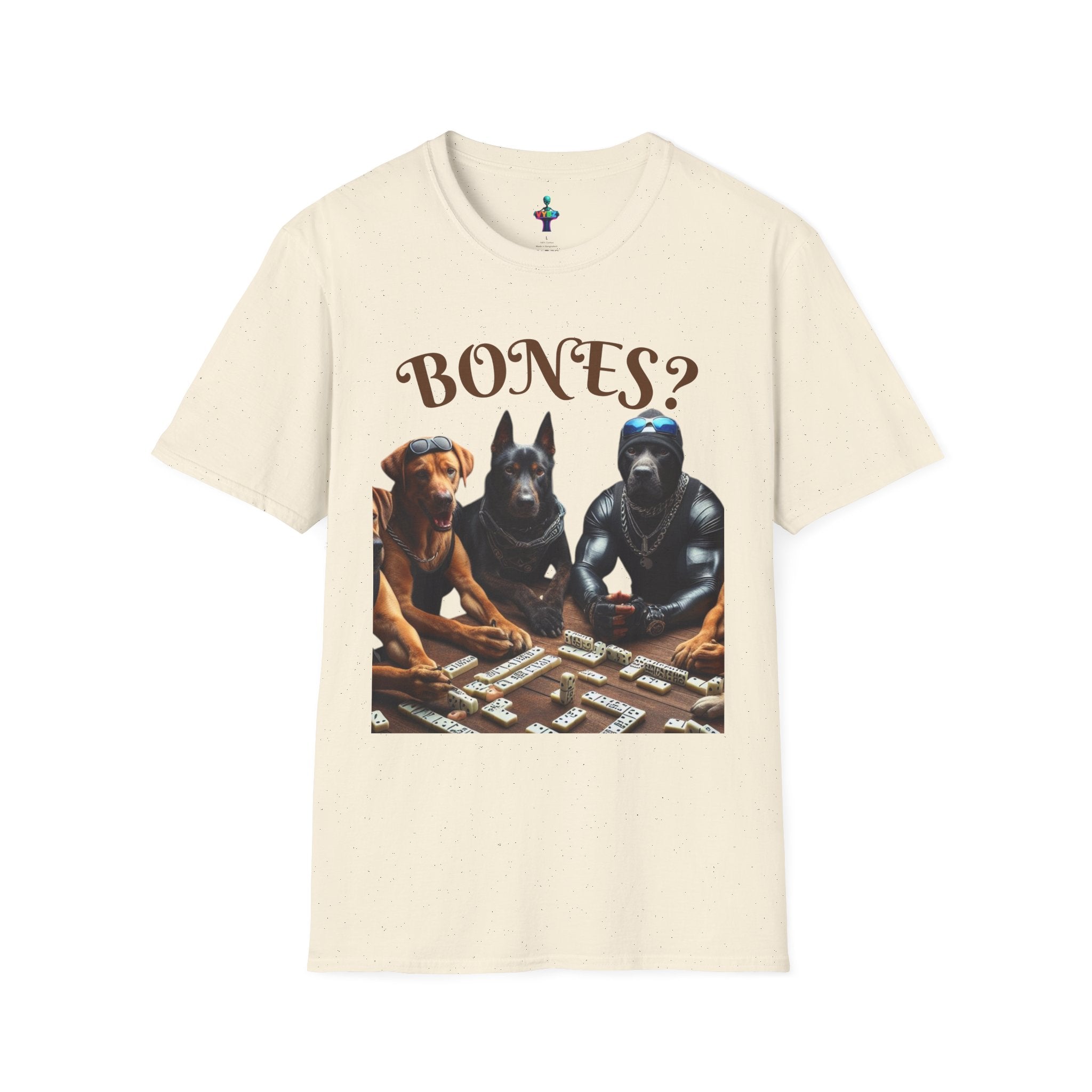 Softstyle T-Shirt with VYBZ Dogs Playing Dominos Urban Slang Design