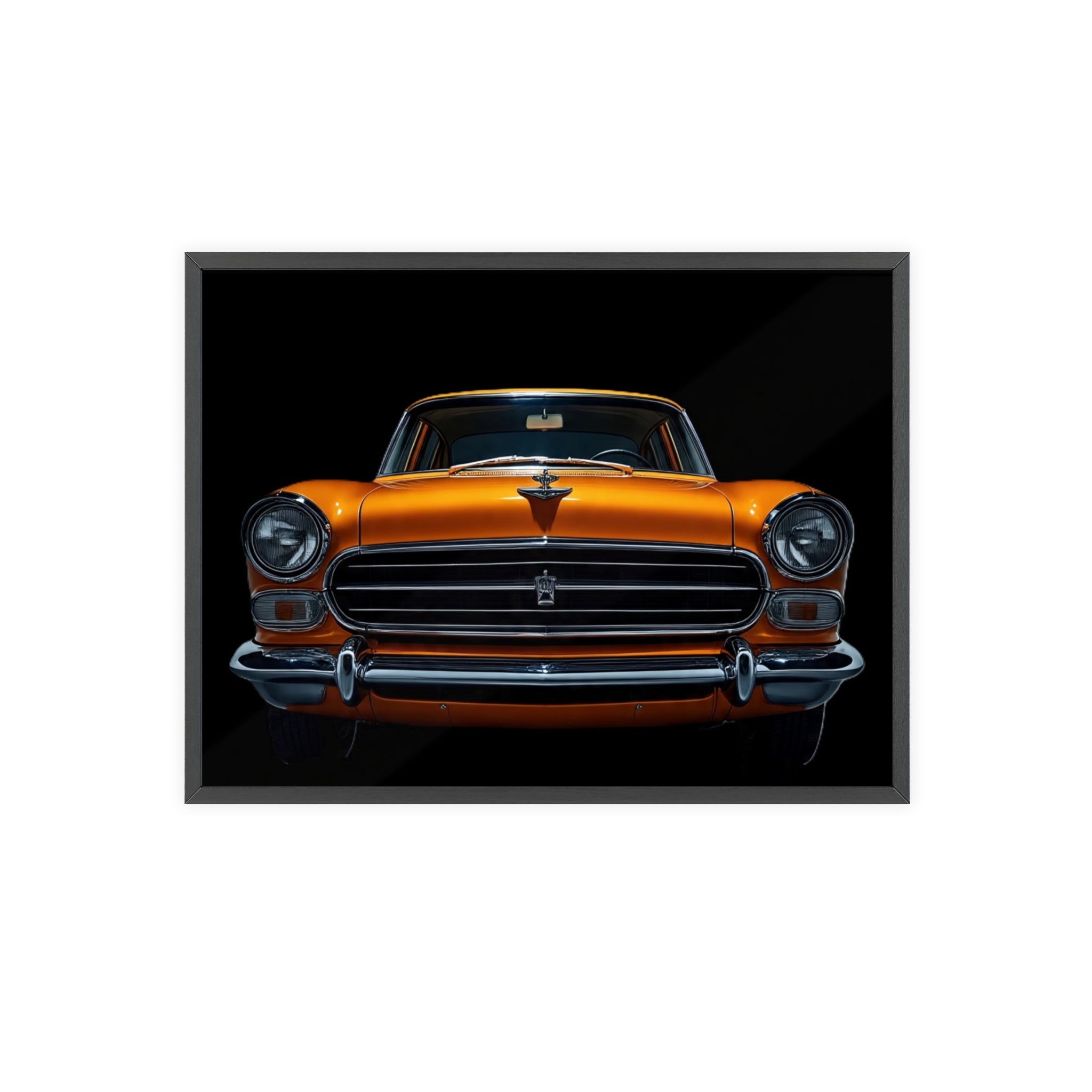 Classic Car Art Poster with Wooden Frame, Vintage Auto Decor, Gift for Car Lovers, Retro Wall Art, Home & Office Decoration