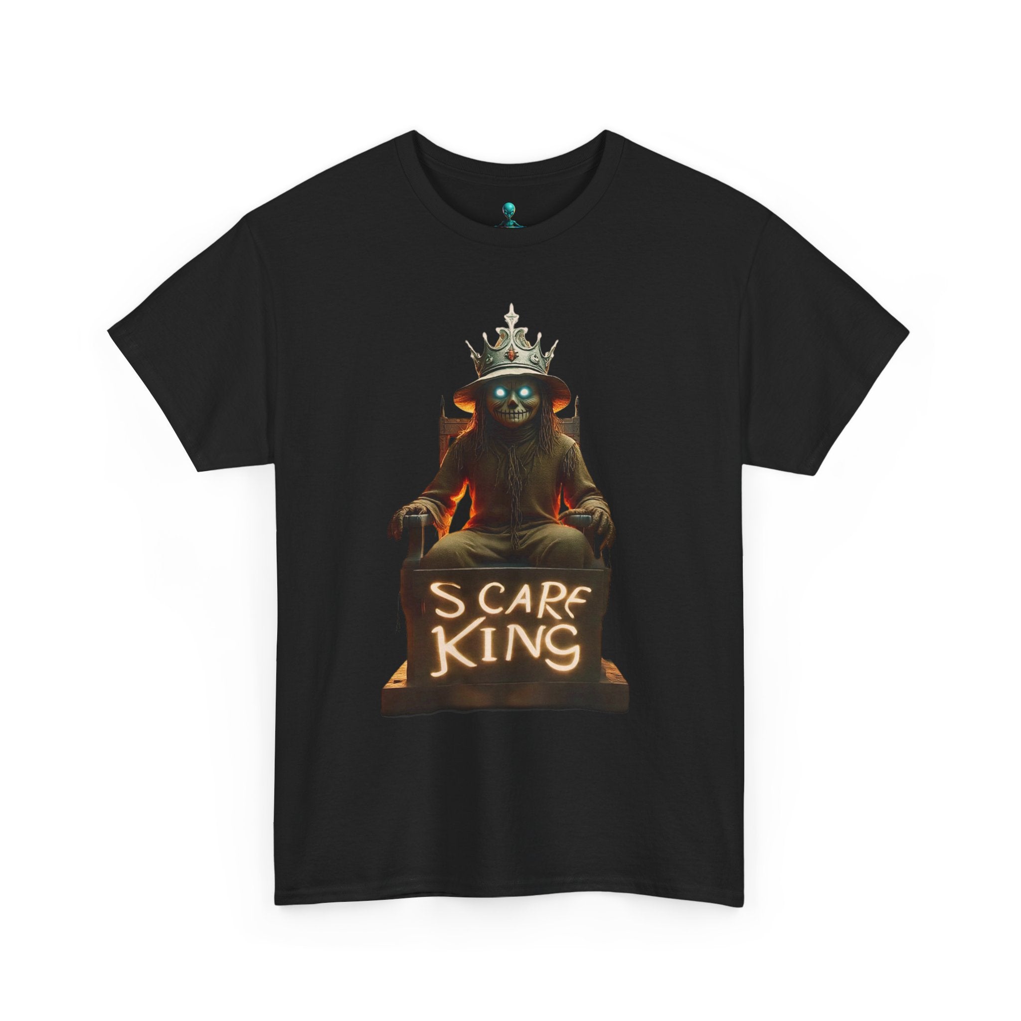 VYBZ Scare King Unisex Heavy Cotton Tee, Halloween Shirt, Horror Tee, Graphic T-Shirt, Scary Costume Top, Gift for Spooky Lovers