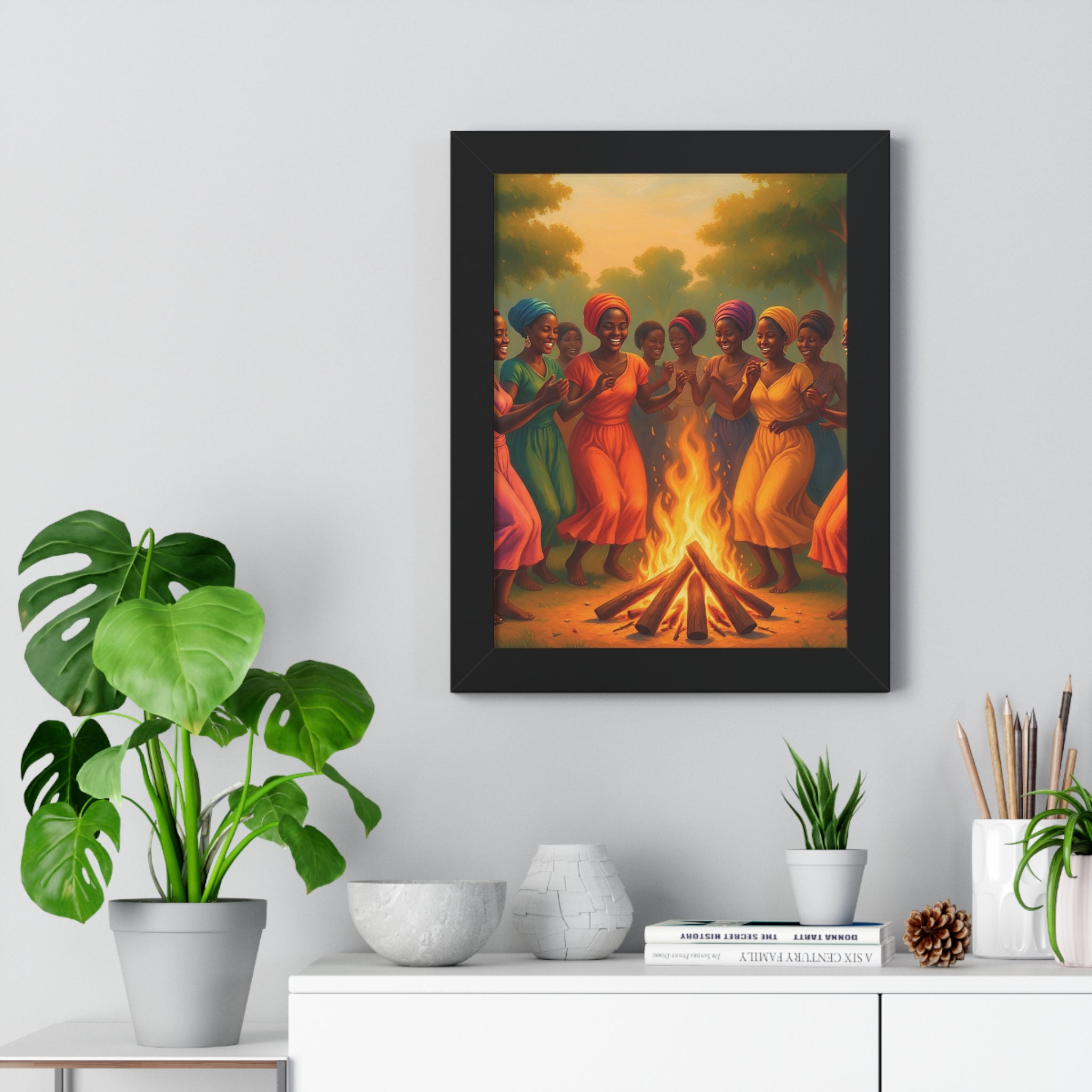 African Women Dance Bonfire Poster