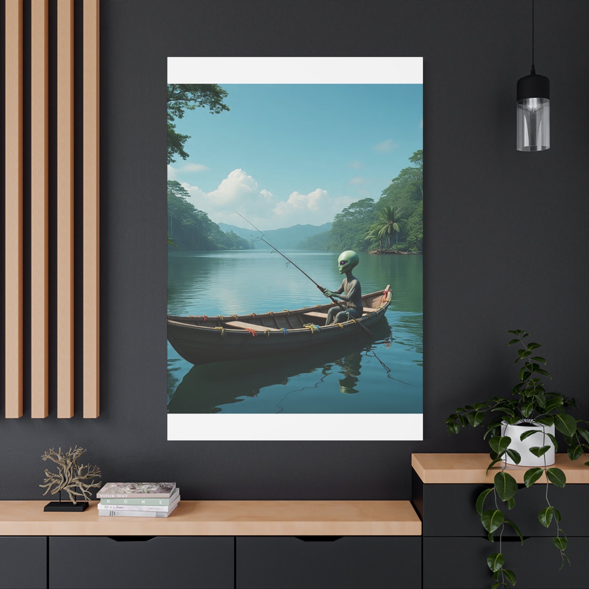 Alien Fishing Canvas Art